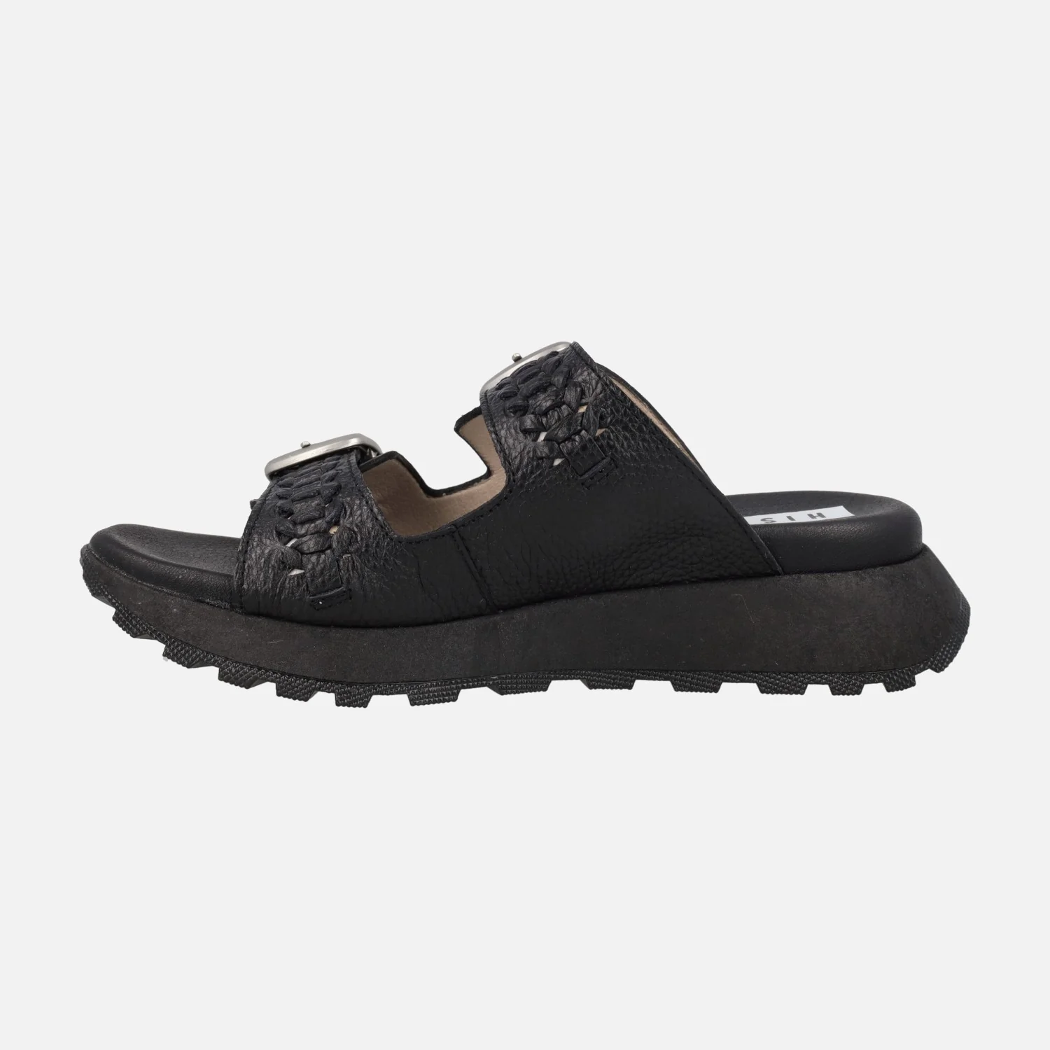 Sandalias negras de piel con dos hebillas plateadas Ambar - Image 3