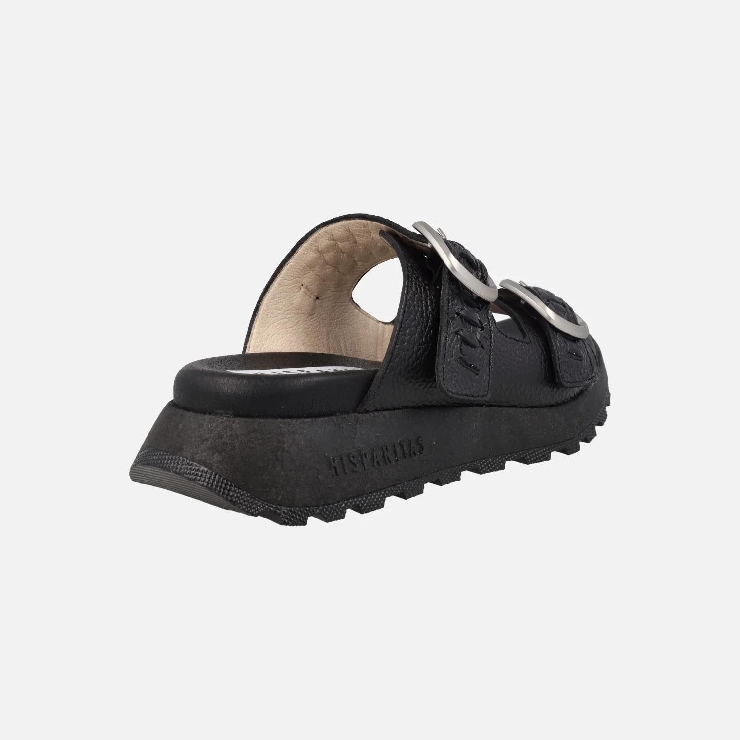 Sandalias negras de piel con dos hebillas plateadas Ambar - Image 4