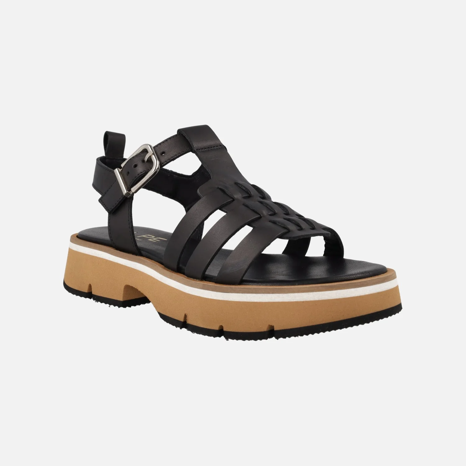 Sandalias negras de piel con piso tricolor Zanzibar - Image 2