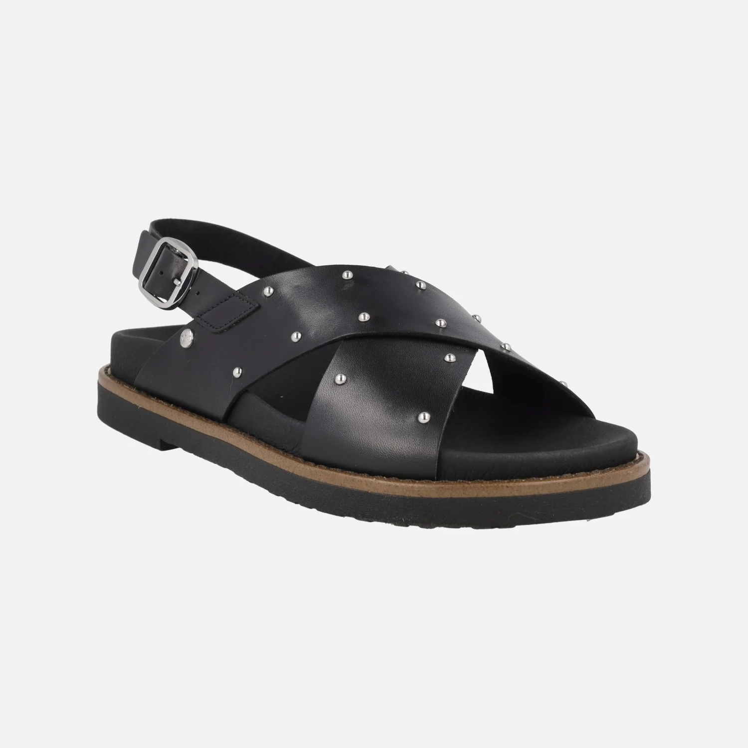 Sandalias negras de piel con tachas Aitana - Image 2