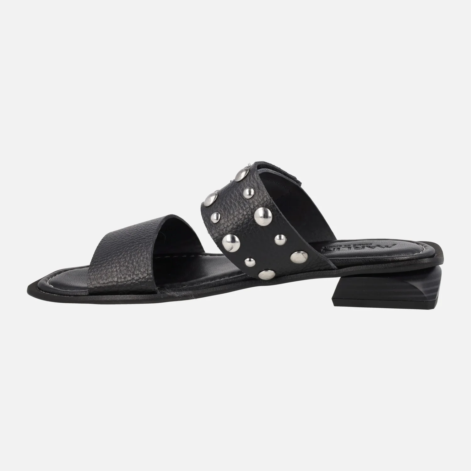 Sandalias negras de piel con tachas y cierre de velcro - Image 4