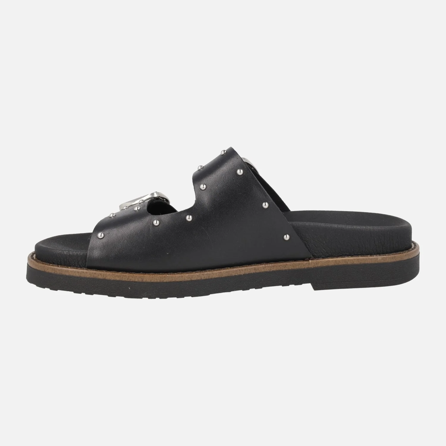 Sandalias negras de piel con tachas y hebillas Aitana - Image 3