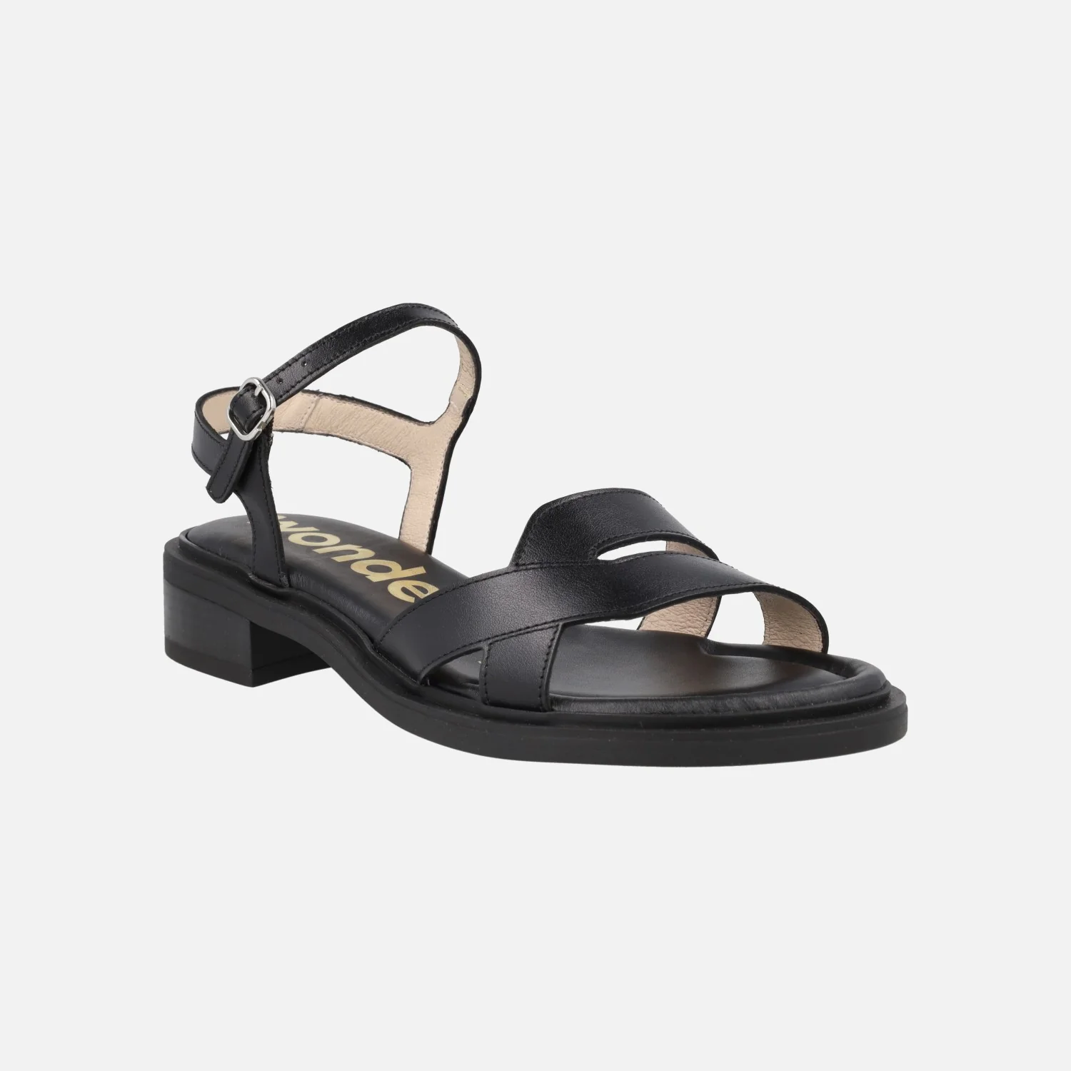 Sandalias negras de piel con tacón bajo Janett 10 - Image 2