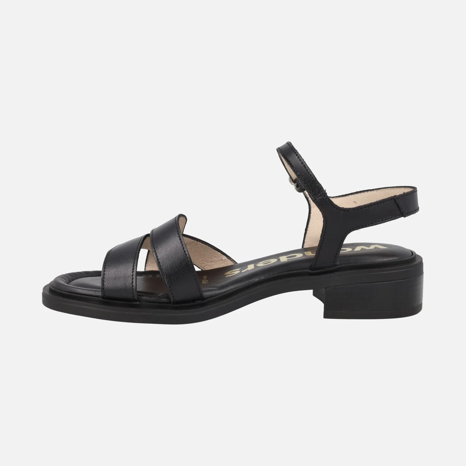Sandalias negras de piel con tacón bajo Janett 10 - Image 3