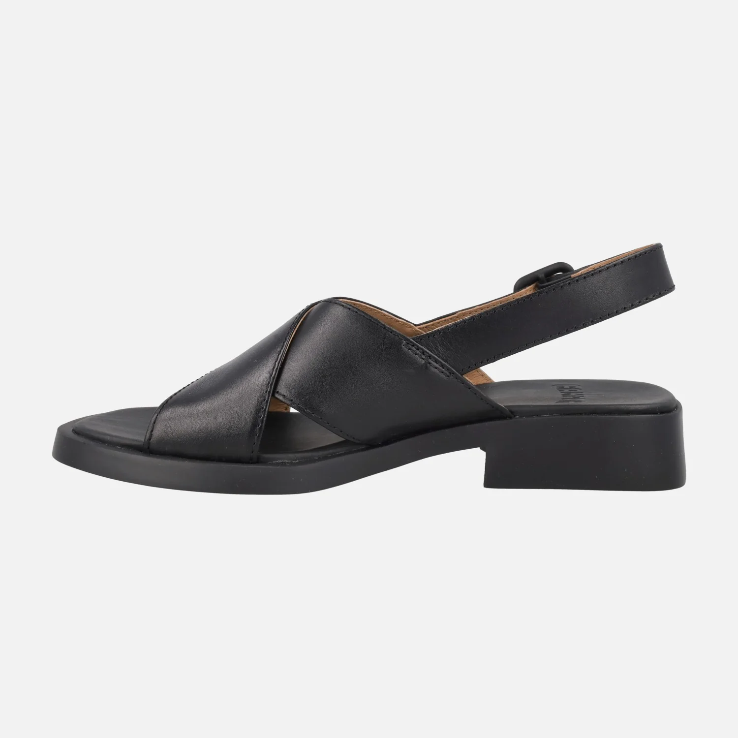 Sandalias negras de piel con tiras cruzadas para mujer Dana - Image 3