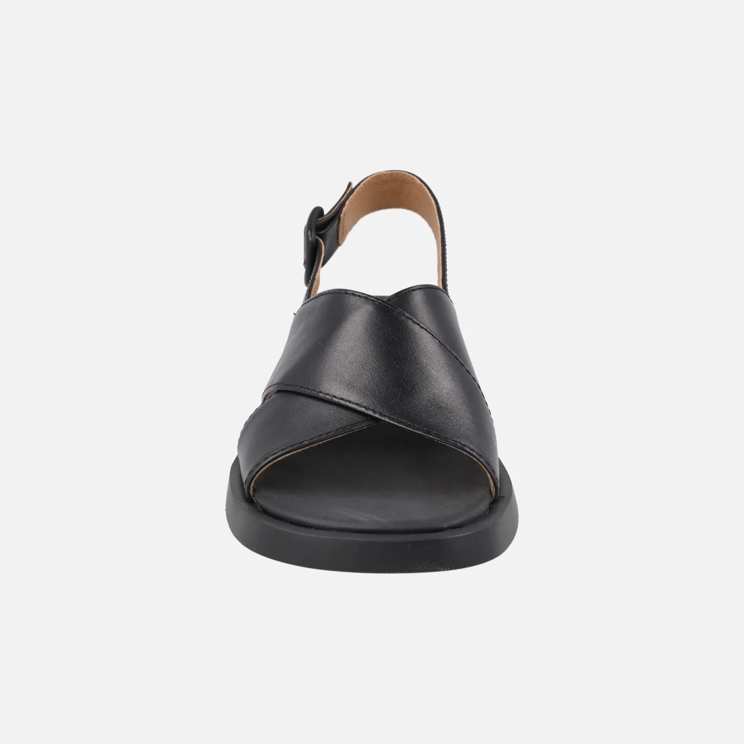Sandalias negras de piel con tiras cruzadas para mujer Dana - Image 5