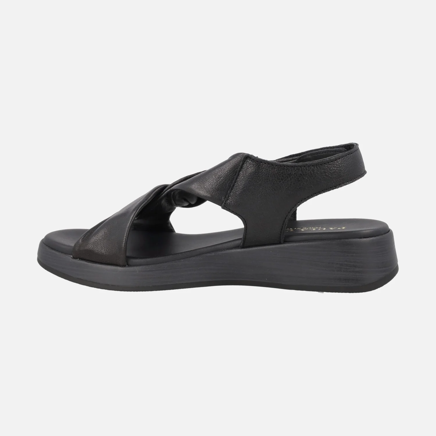 Sandalias negras de piel con tiras entrelazadas y cierre de velcro - Image 3