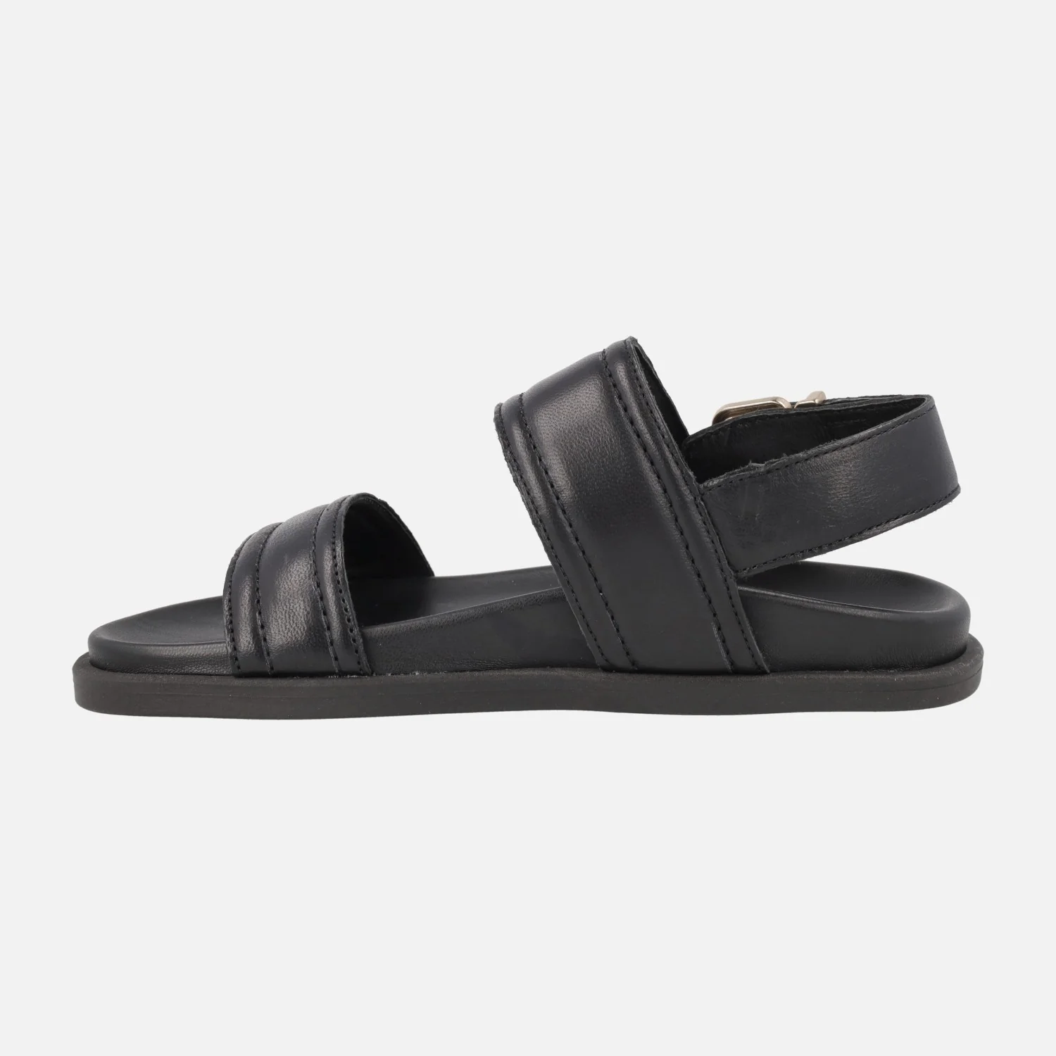 Sandalias negras de piel Isabela con adorno metálico dorado - Image 4