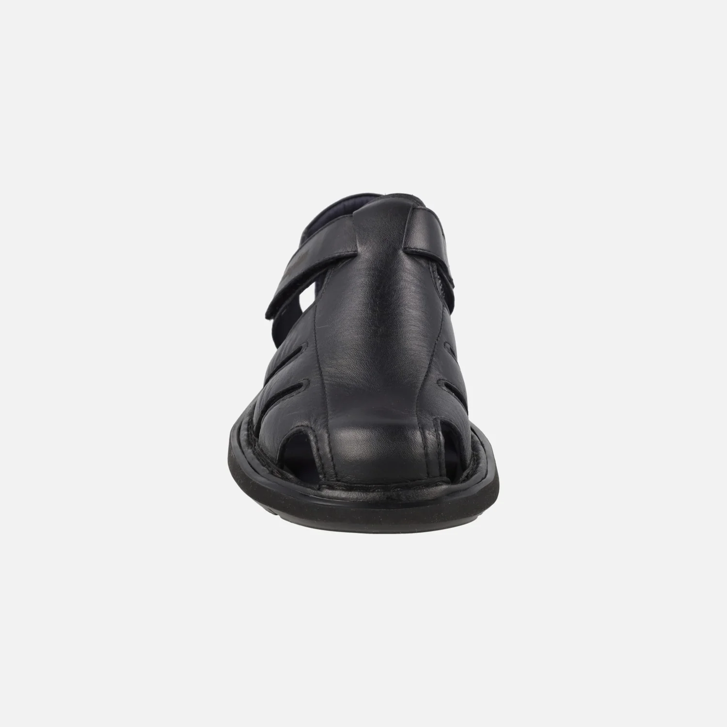 Sandalias negras de piel para hombre con cierre de velcro - Image 5