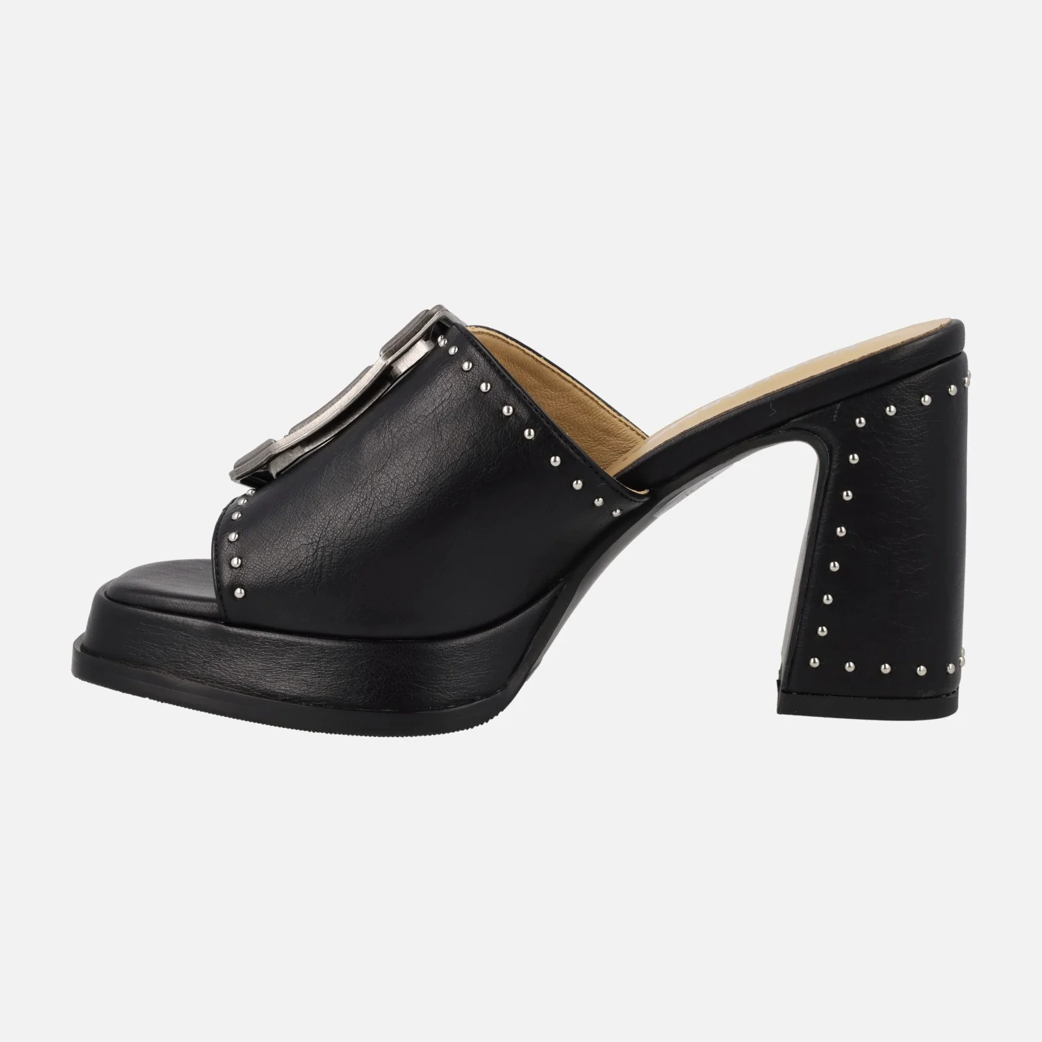 Sandalias negras Gloria con tacón alto y remaches - Image 4