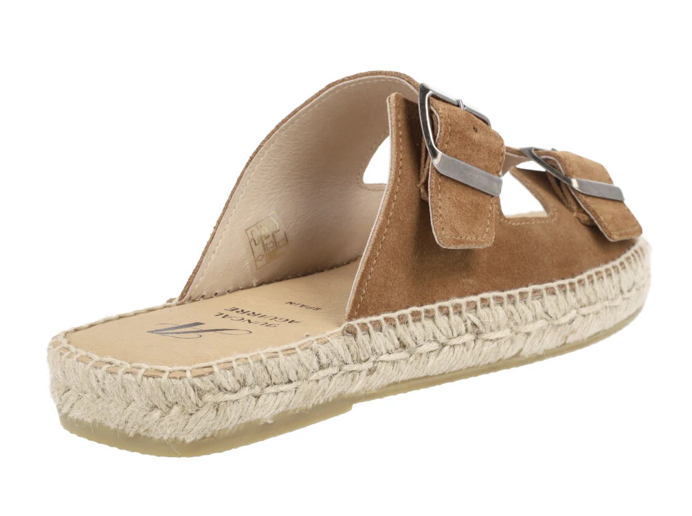 Sandalias para hombre en serraje cuero con doble hebilla - Image 4