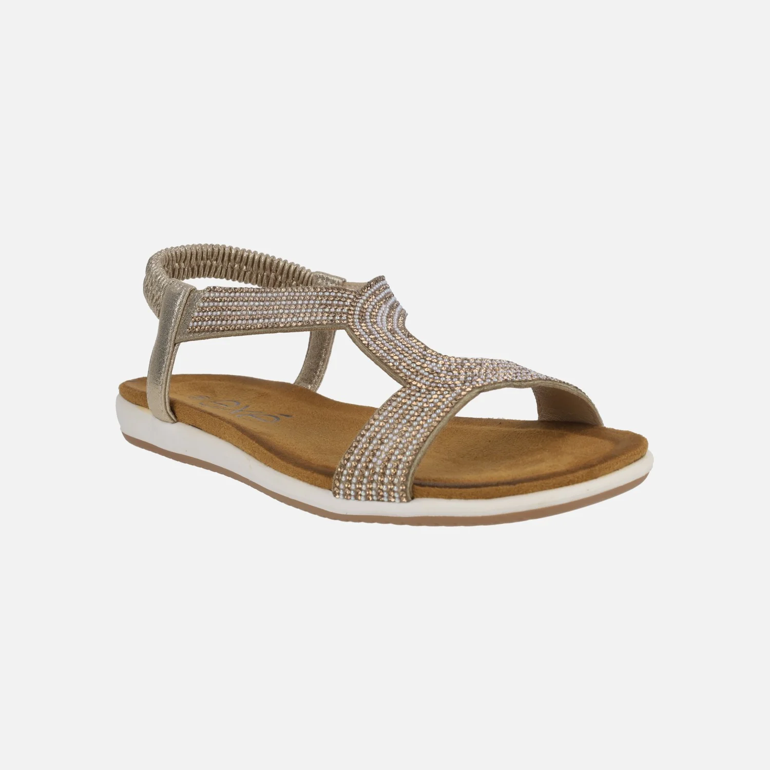 Sandalias para mujer en tejido dorado - Image 2