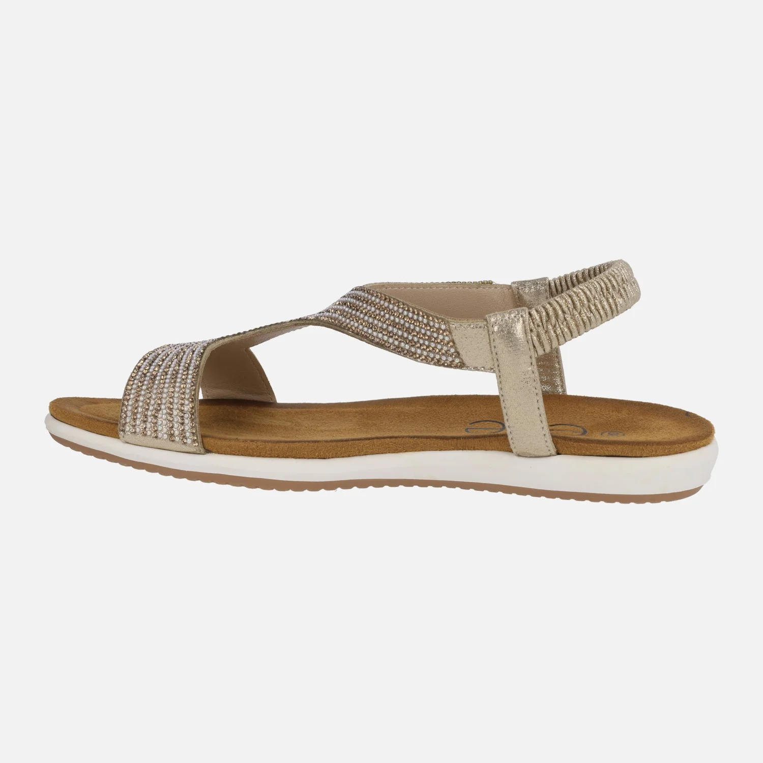 Sandalias para mujer en tejido dorado - Image 3