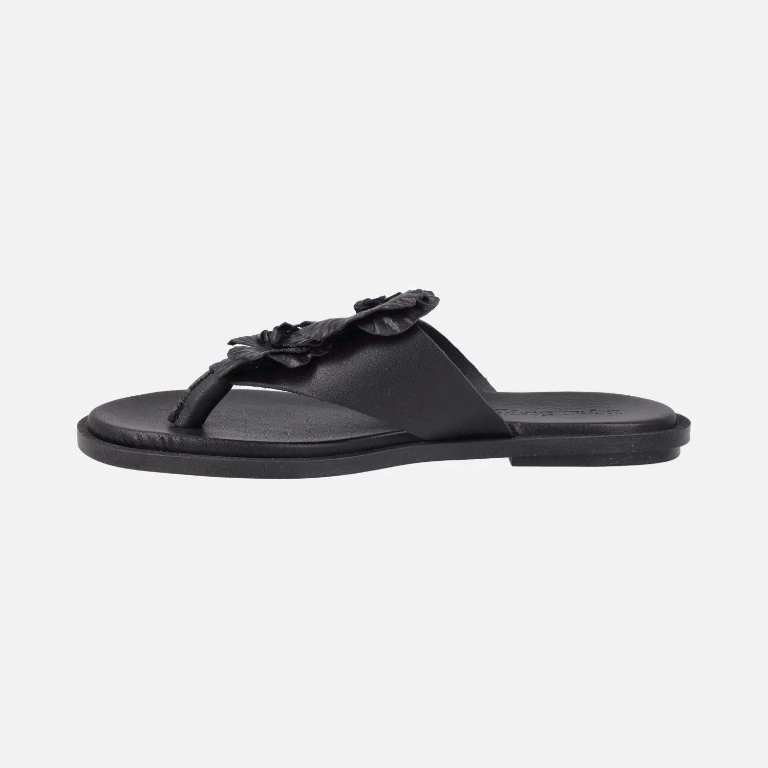 Sandalias planas Bari en piel negra - Image 3