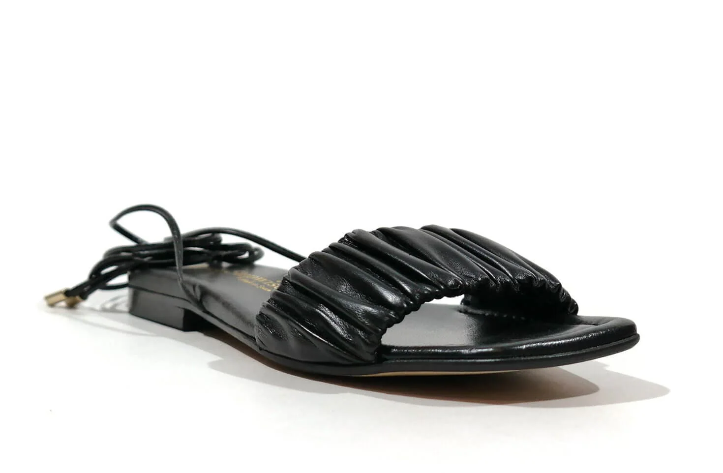 Sandalias planas con pala fruncida y cintas para mujer - Image 5