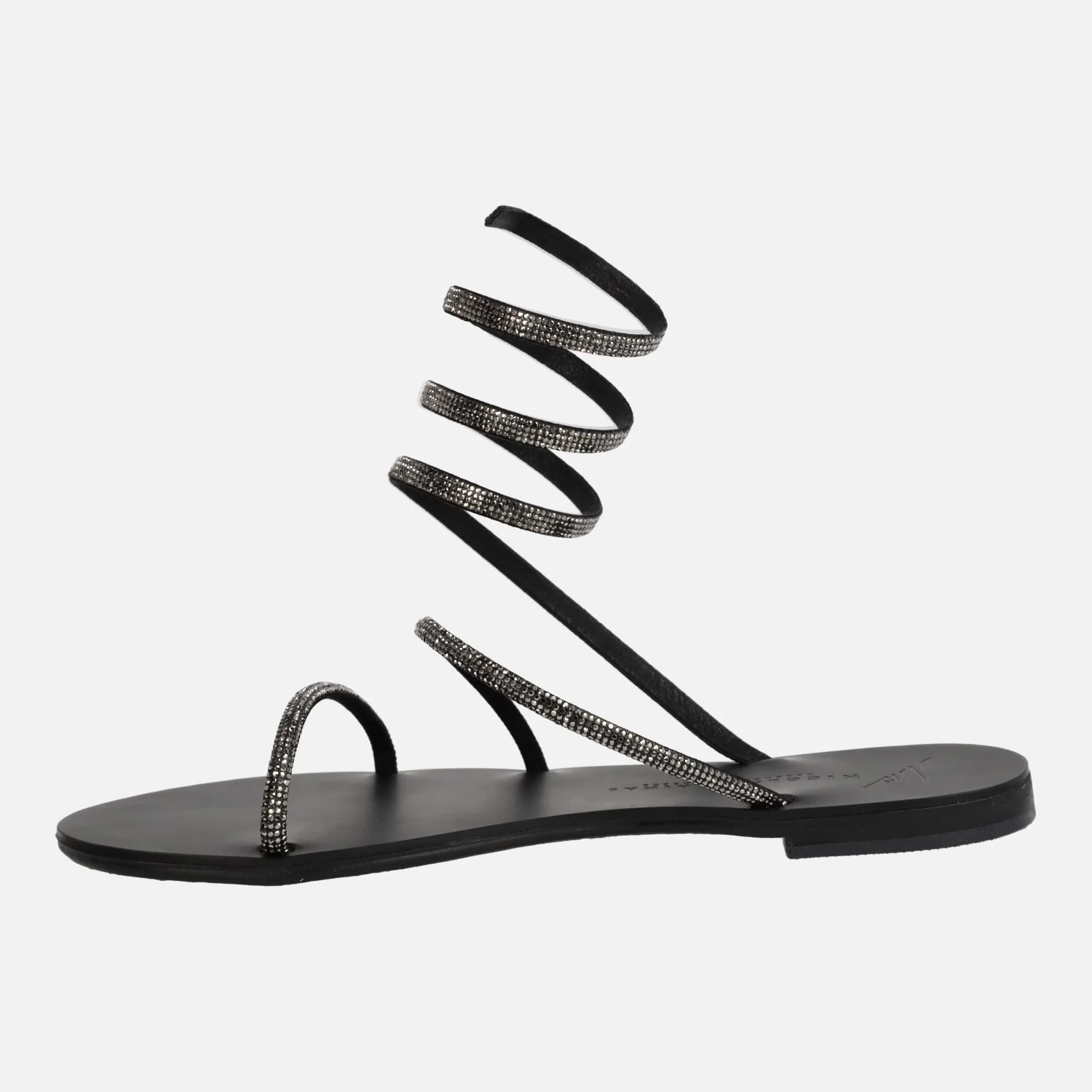 Sandalias planas de strass con tira en espiral ajustable al tobillo - Image 3