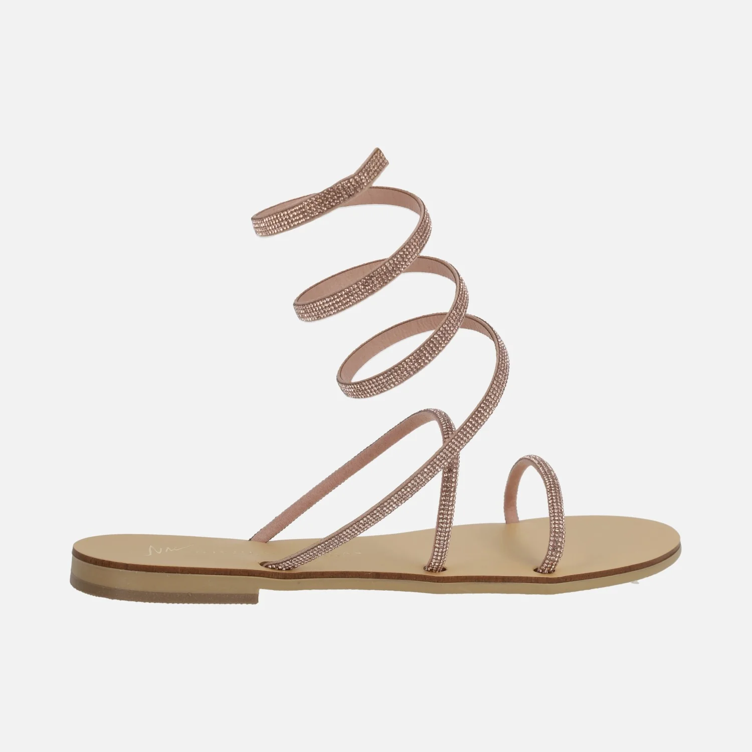 Sandalias planas de strass con tira en espiral ajustable al tobillo - Image 6