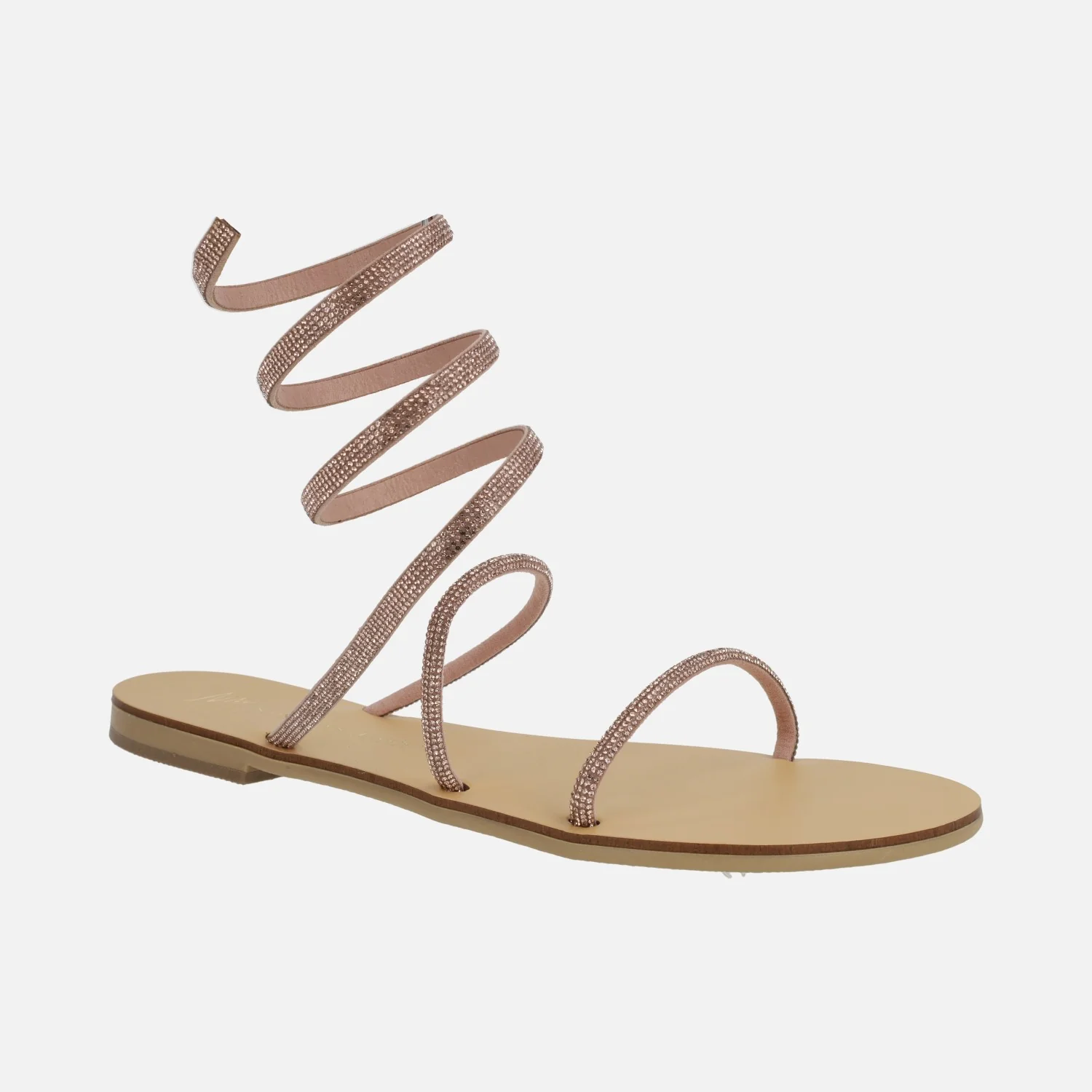 Sandalias planas de strass con tira en espiral ajustable al tobillo - Image 7