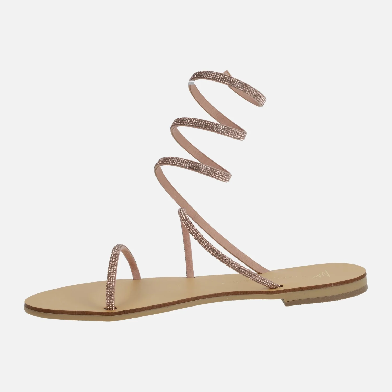 Sandalias planas de strass con tira en espiral ajustable al tobillo - Image 8