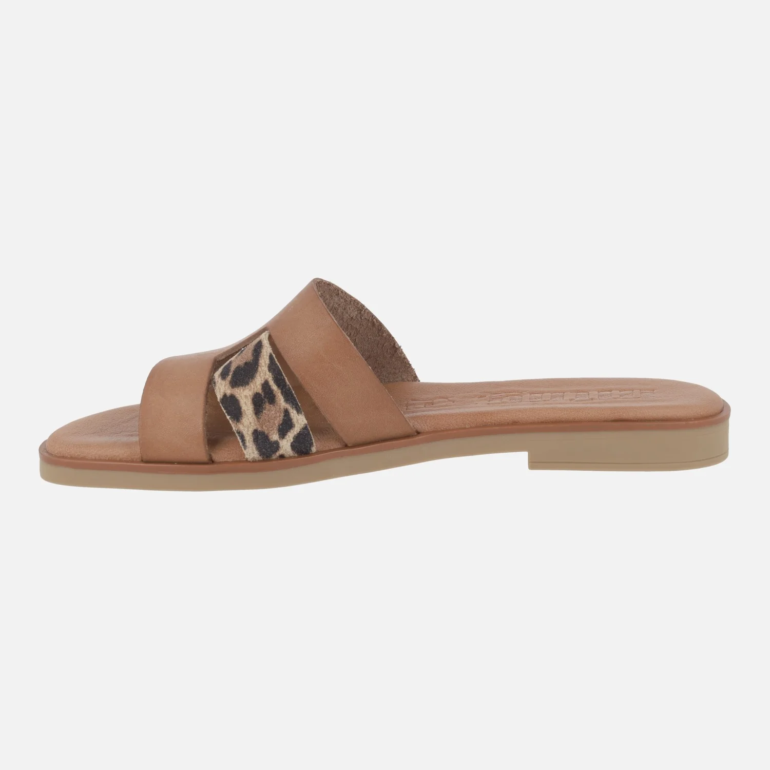 Sandalias planas de piel Alysa con detalles en animal print leopardo - Image 3