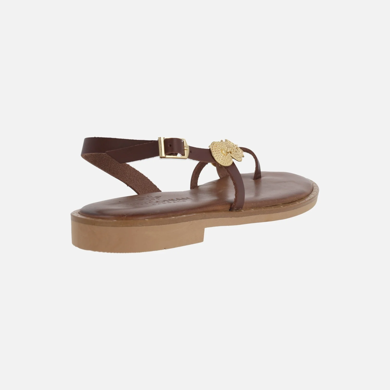Sandalias planas de piel con adorno de monedas - Image 10