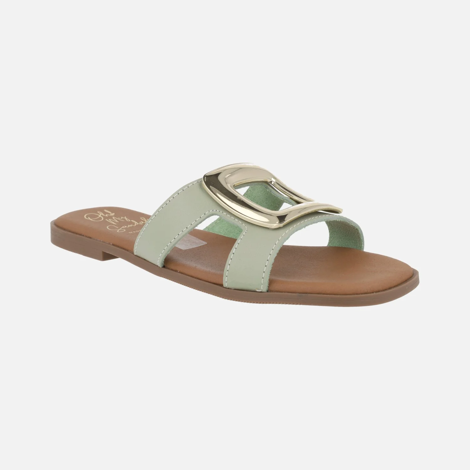 Sandalias planas de piel con adorno metálico - Image 20