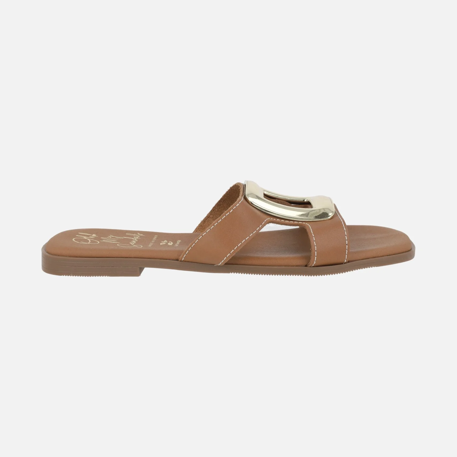 Sandalias planas de piel con adorno metálico - Image 7