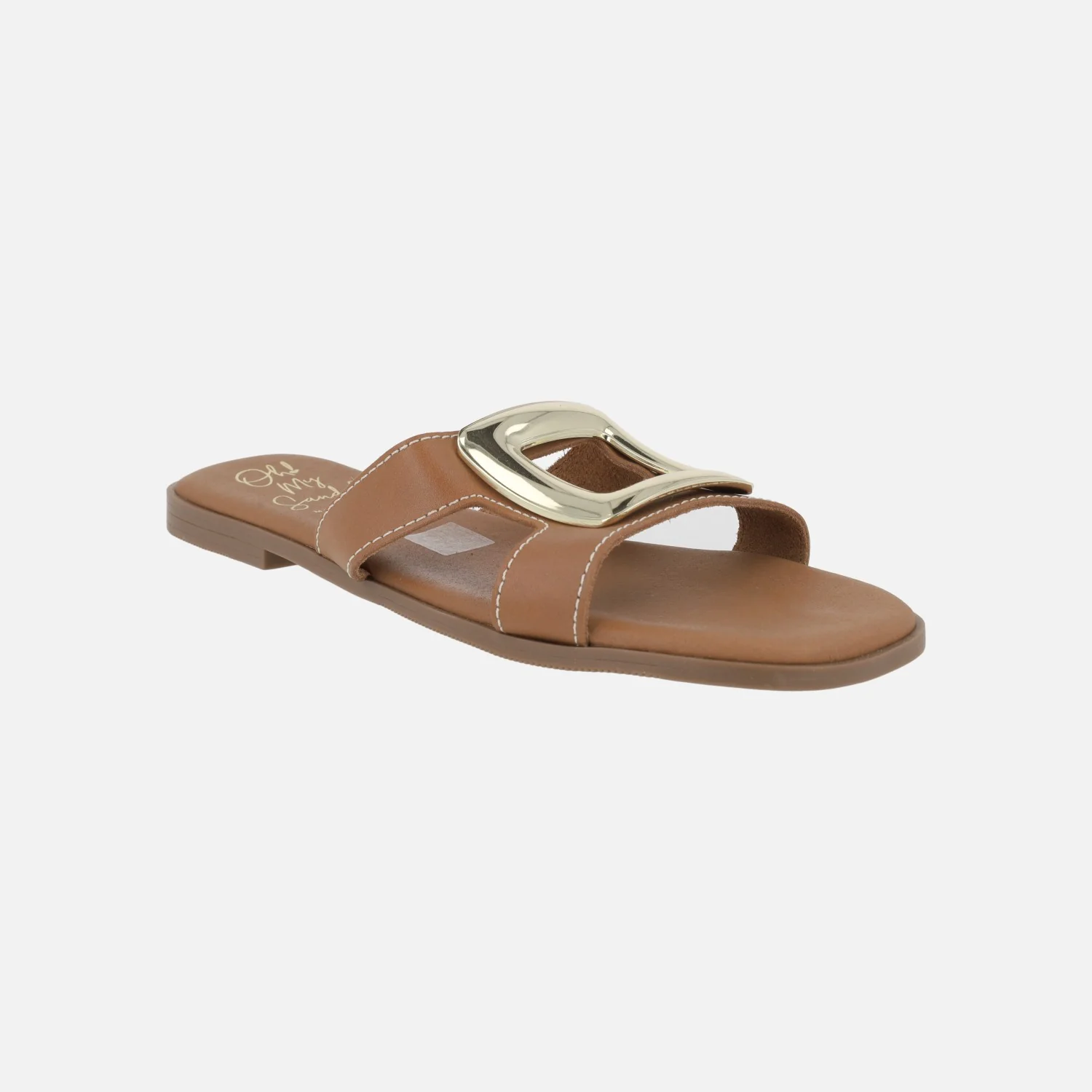 Sandalias planas de piel con adorno metálico - Image 8