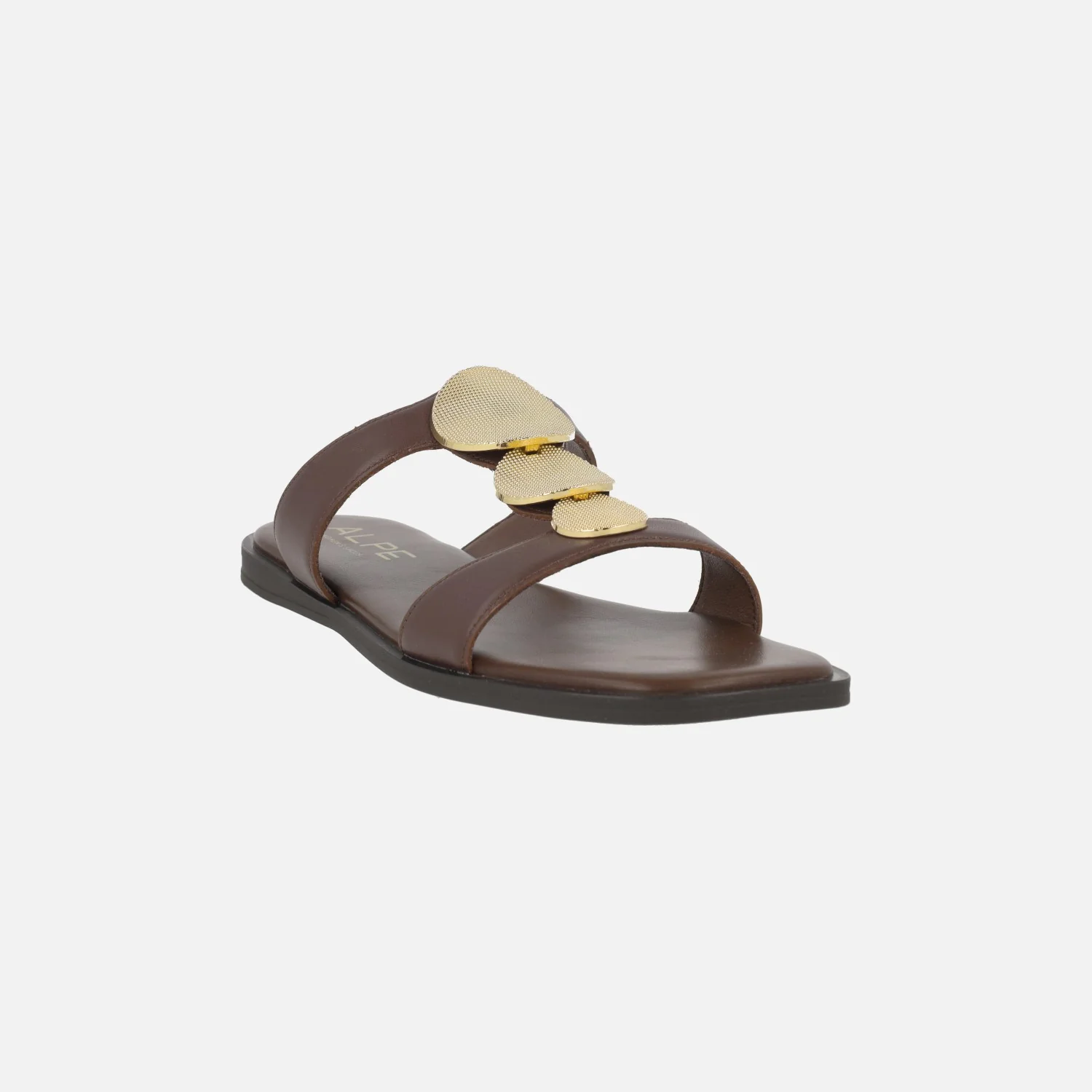 Sandalias planas de piel con detalle de círculos dorados Sheila - Image 3