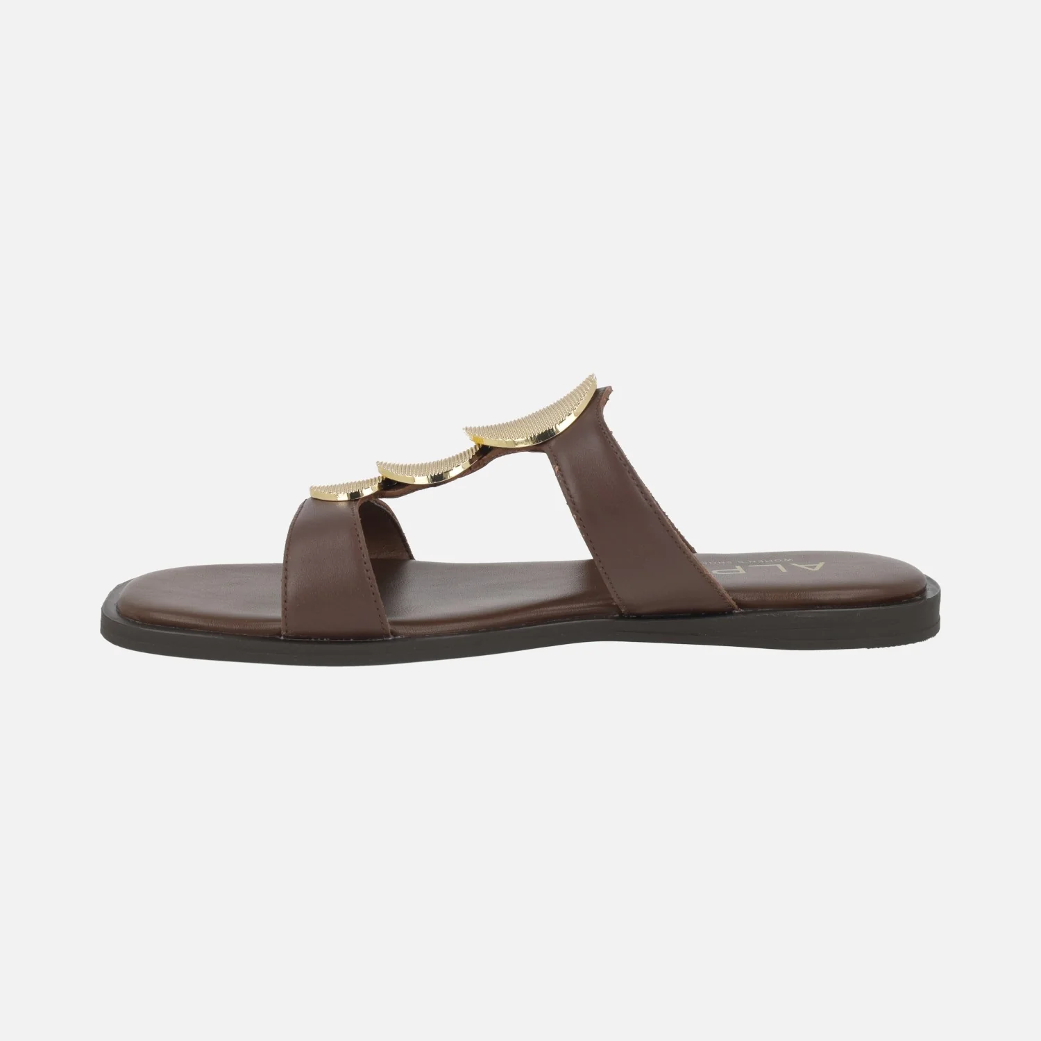 Sandalias planas de piel con detalle de círculos dorados Sheila - Image 4