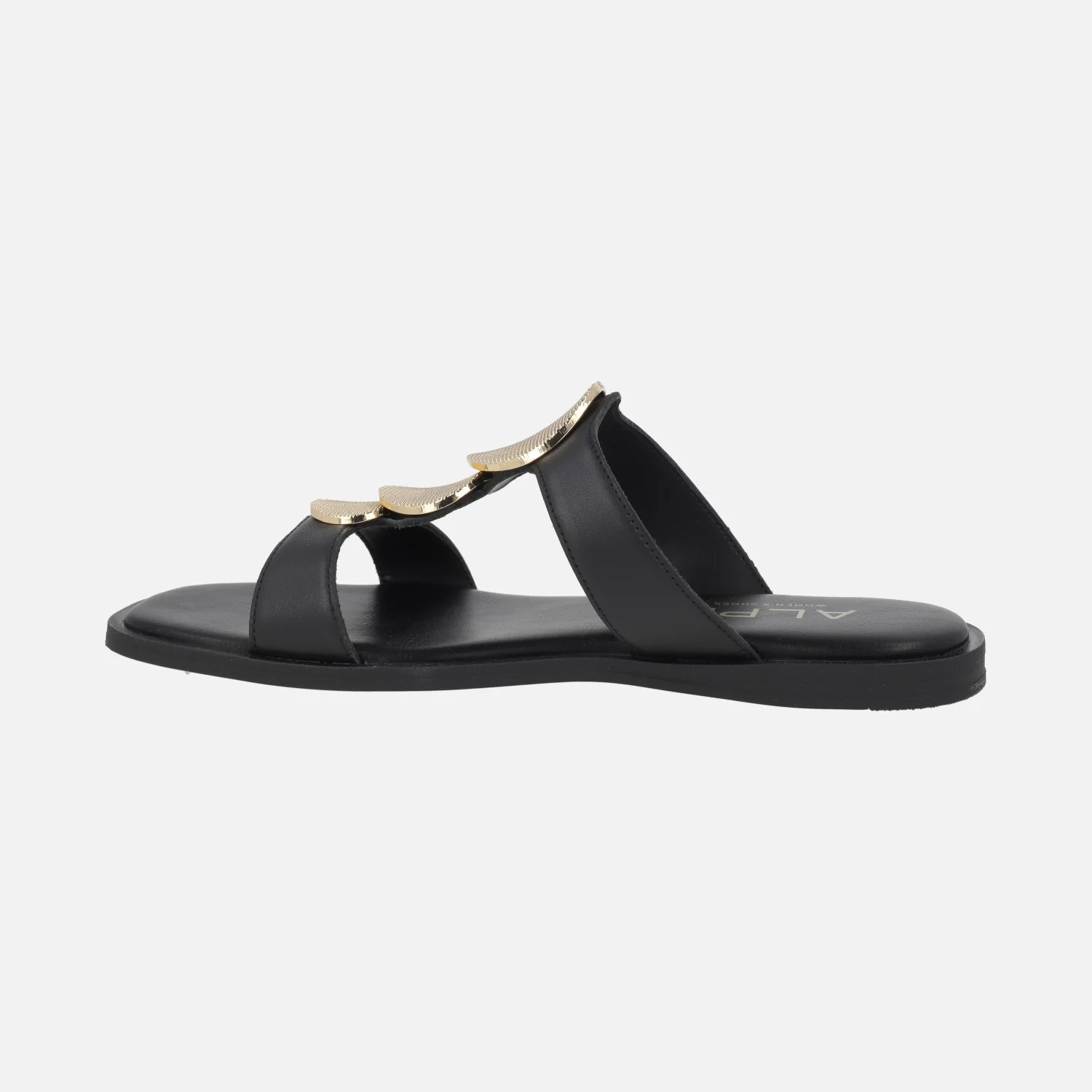 Sandalias planas de piel con detalle de círculos dorados Sheila - Image 9