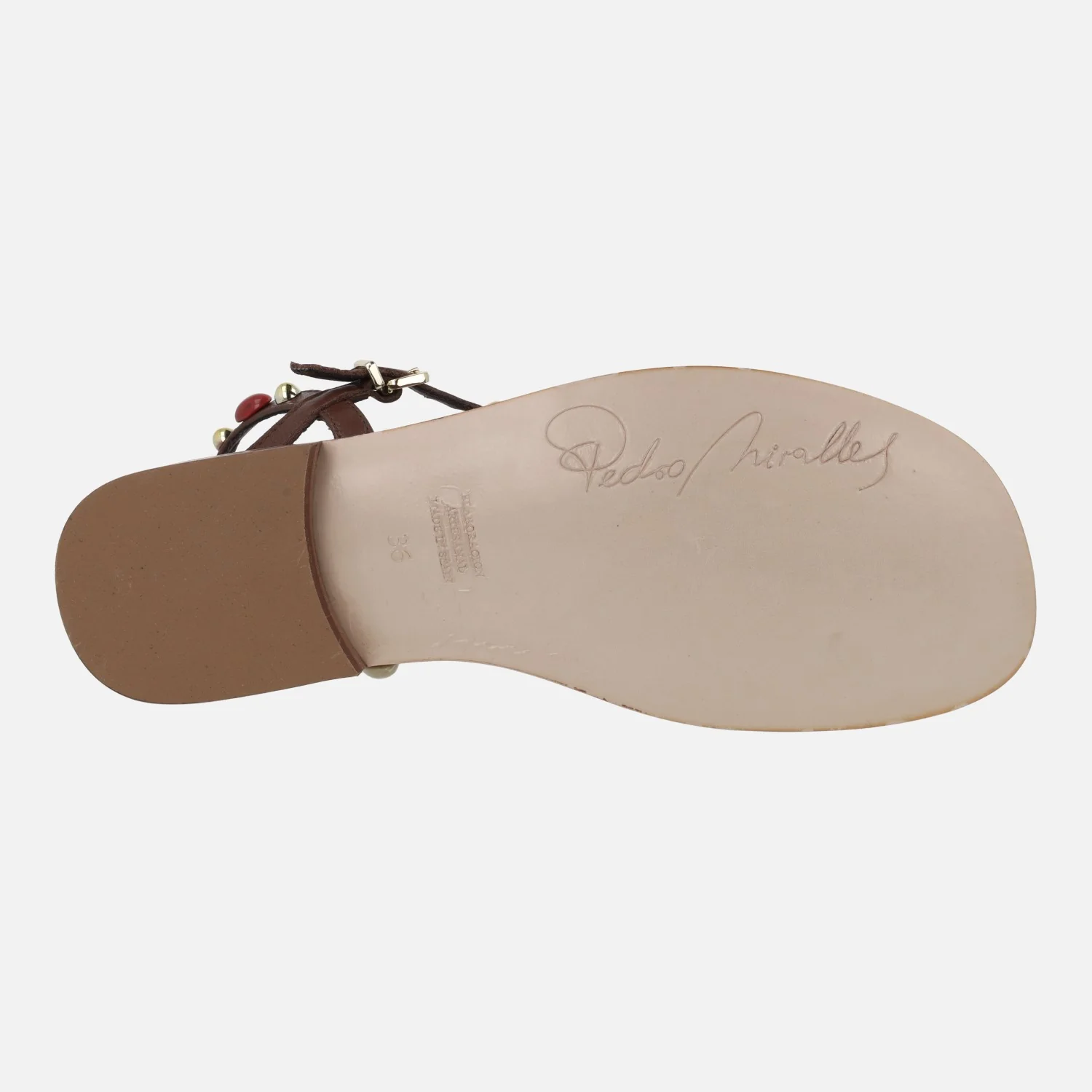 Sandalias planas de piel con pedrería Signa - Image 6