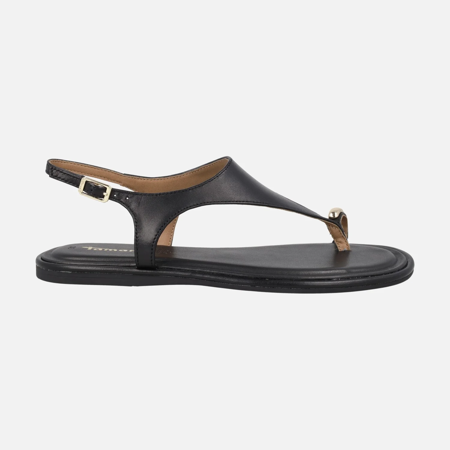Sandalias planas de piel con pieza para dedo efecto anillo