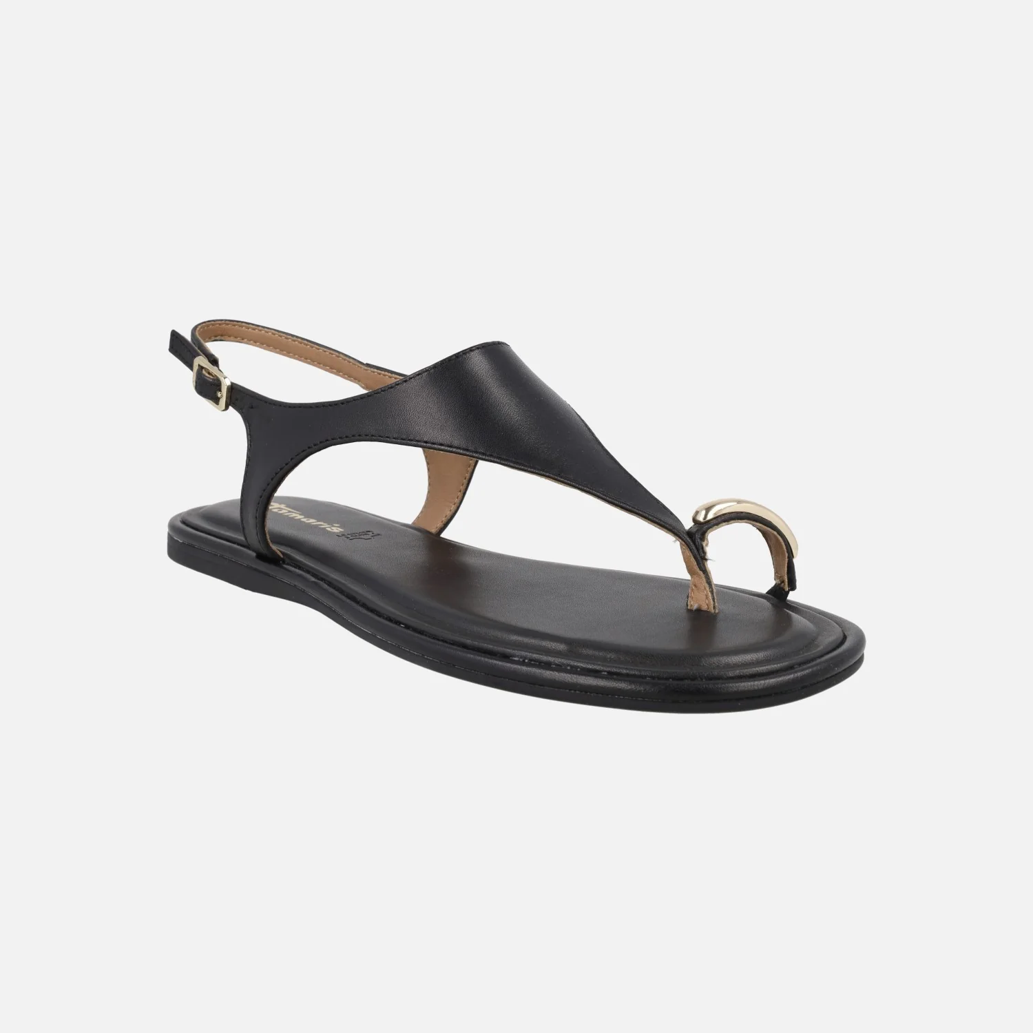 Sandalias planas de piel con pieza para dedo efecto anillo - Image 2