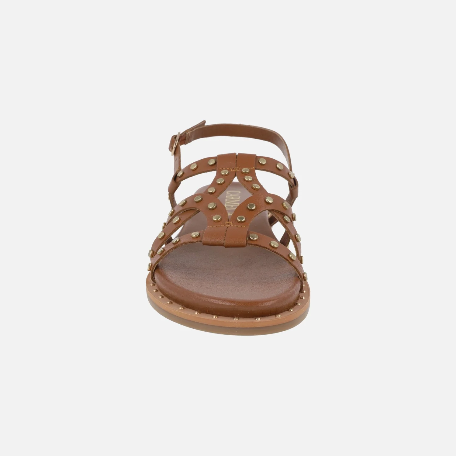Sandalias planas de piel con tachas doradas - Image 11