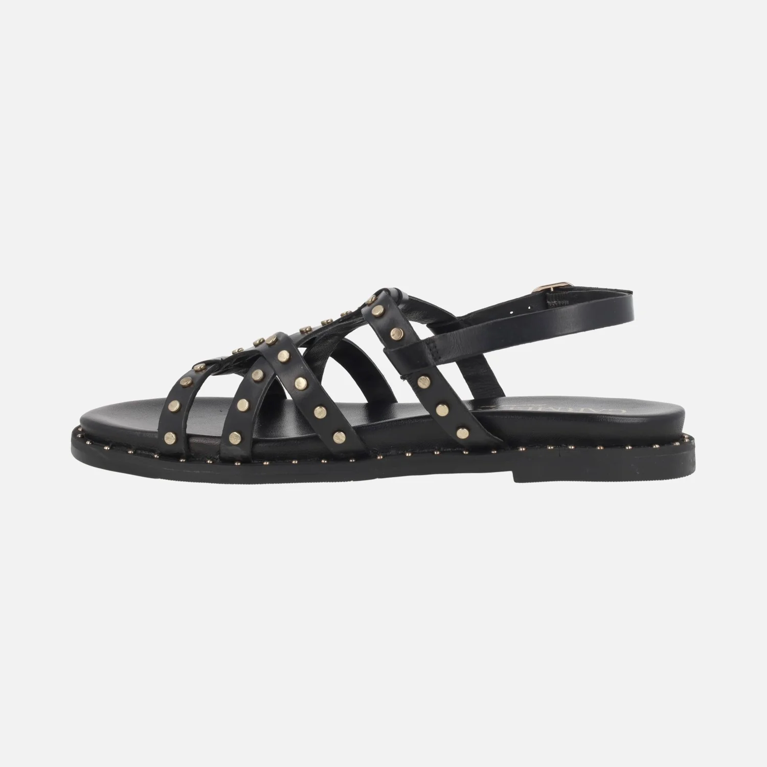 Sandalias planas de piel con tachas doradas - Image 3