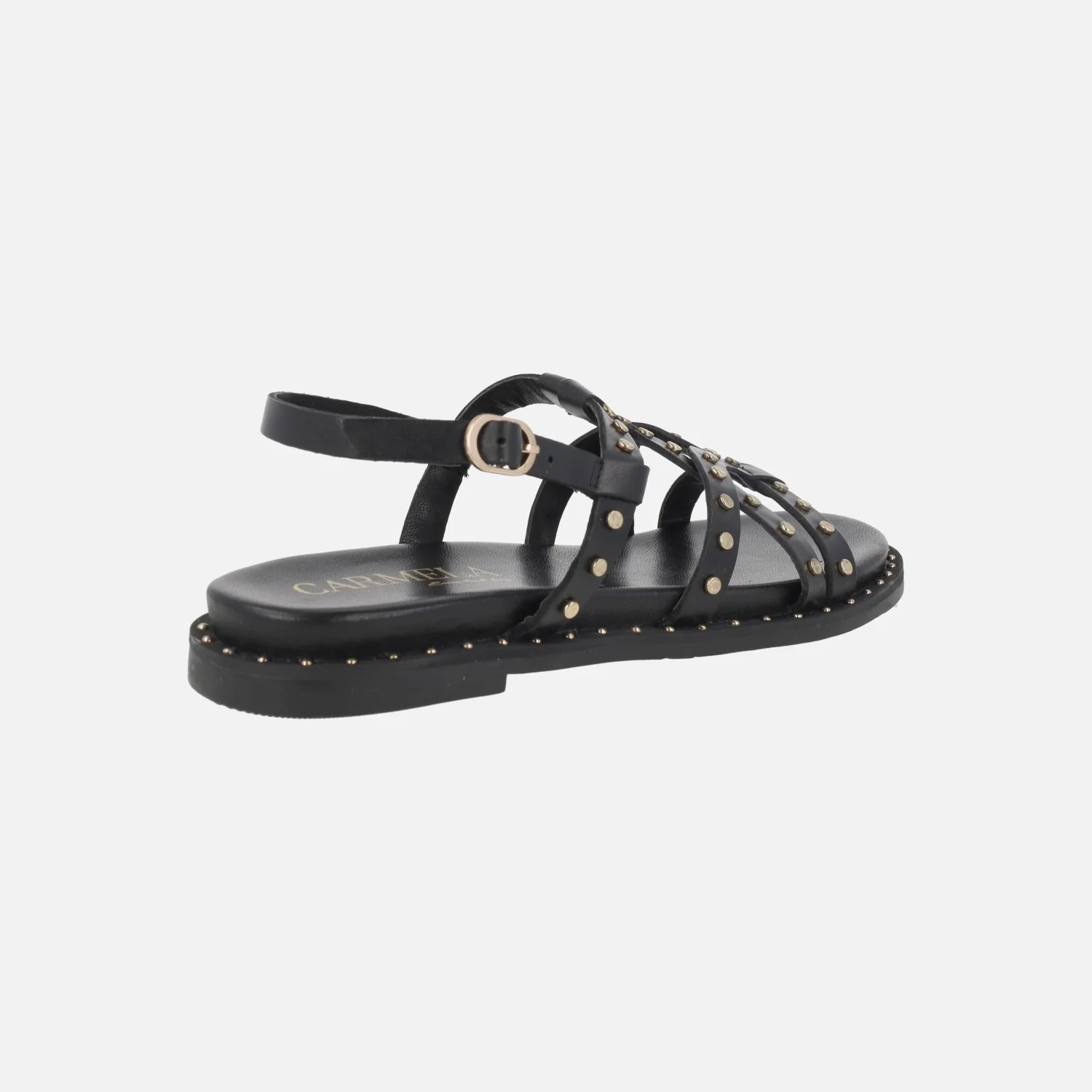 Sandalias planas de piel con tachas doradas - Image 4