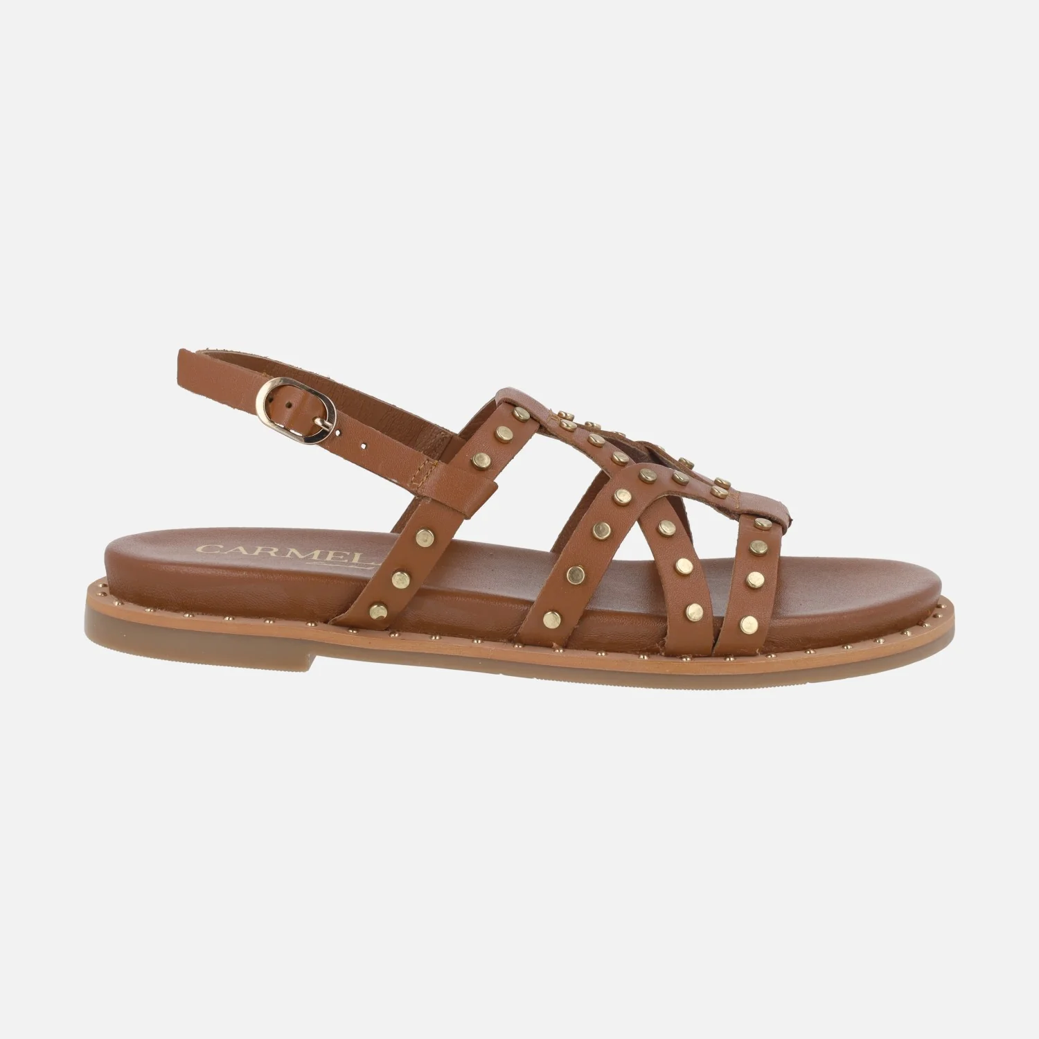 Sandalias planas de piel con tachas doradas - Image 7