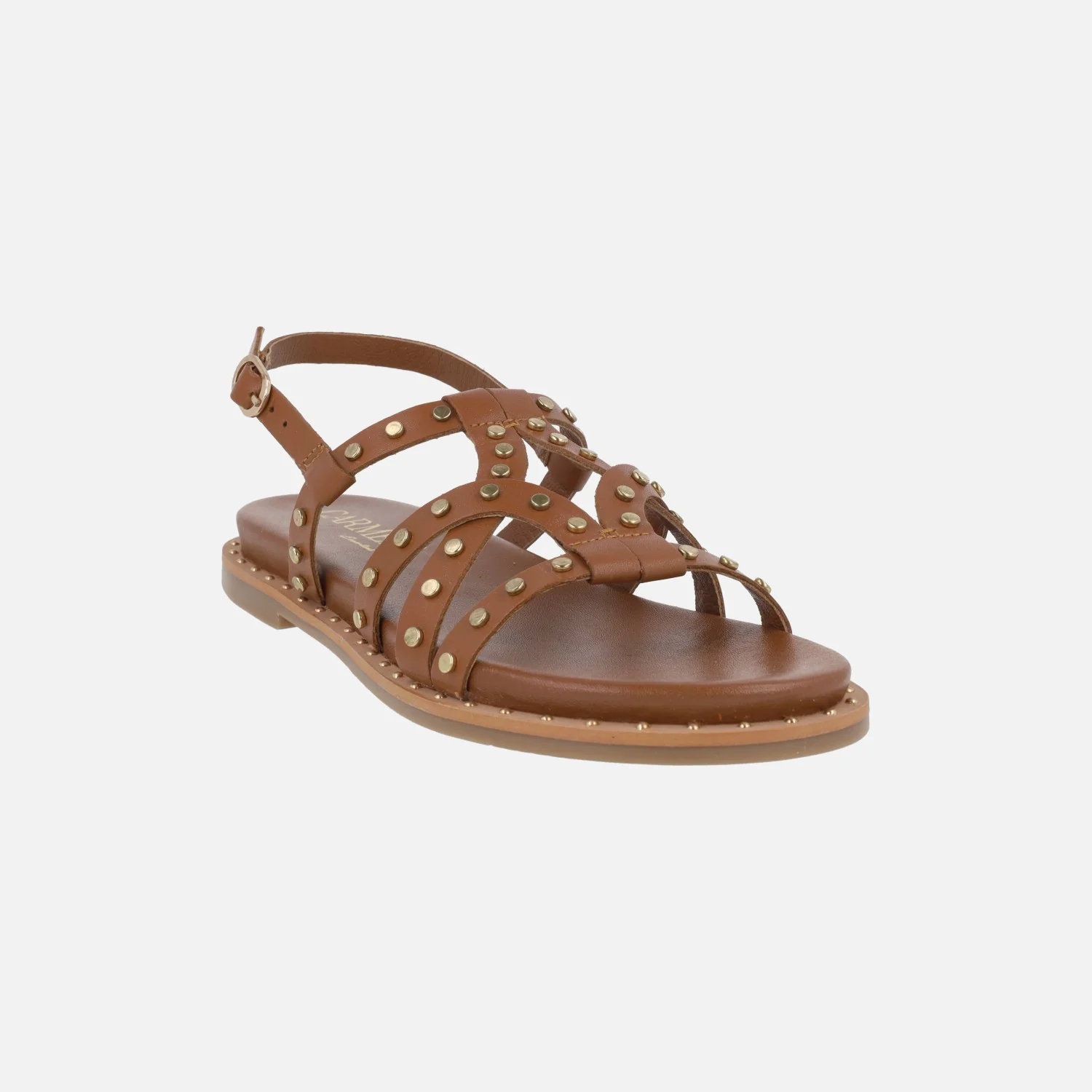 Sandalias planas de piel con tachas doradas - Image 8