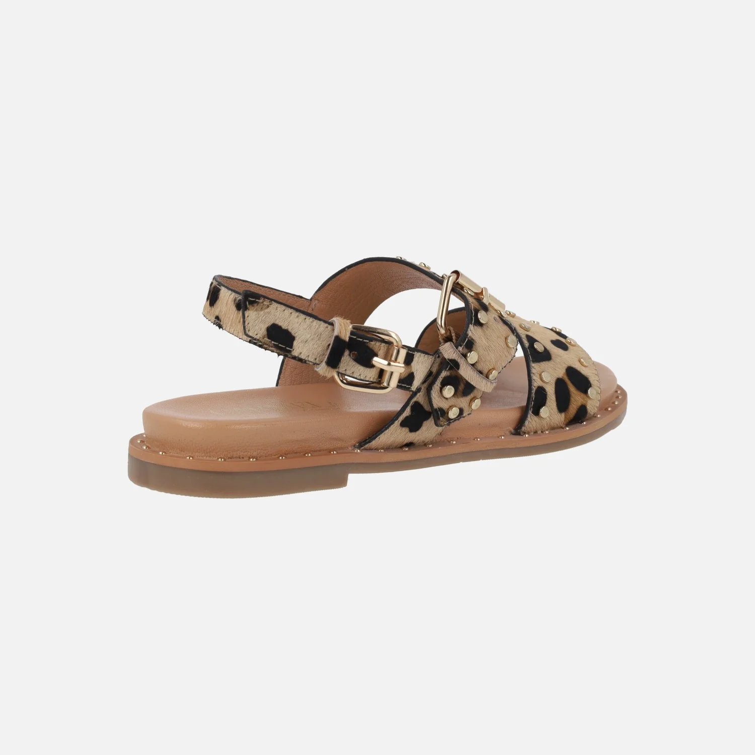 Sandalias planas de piel con tachas y hebillas - Image 10
