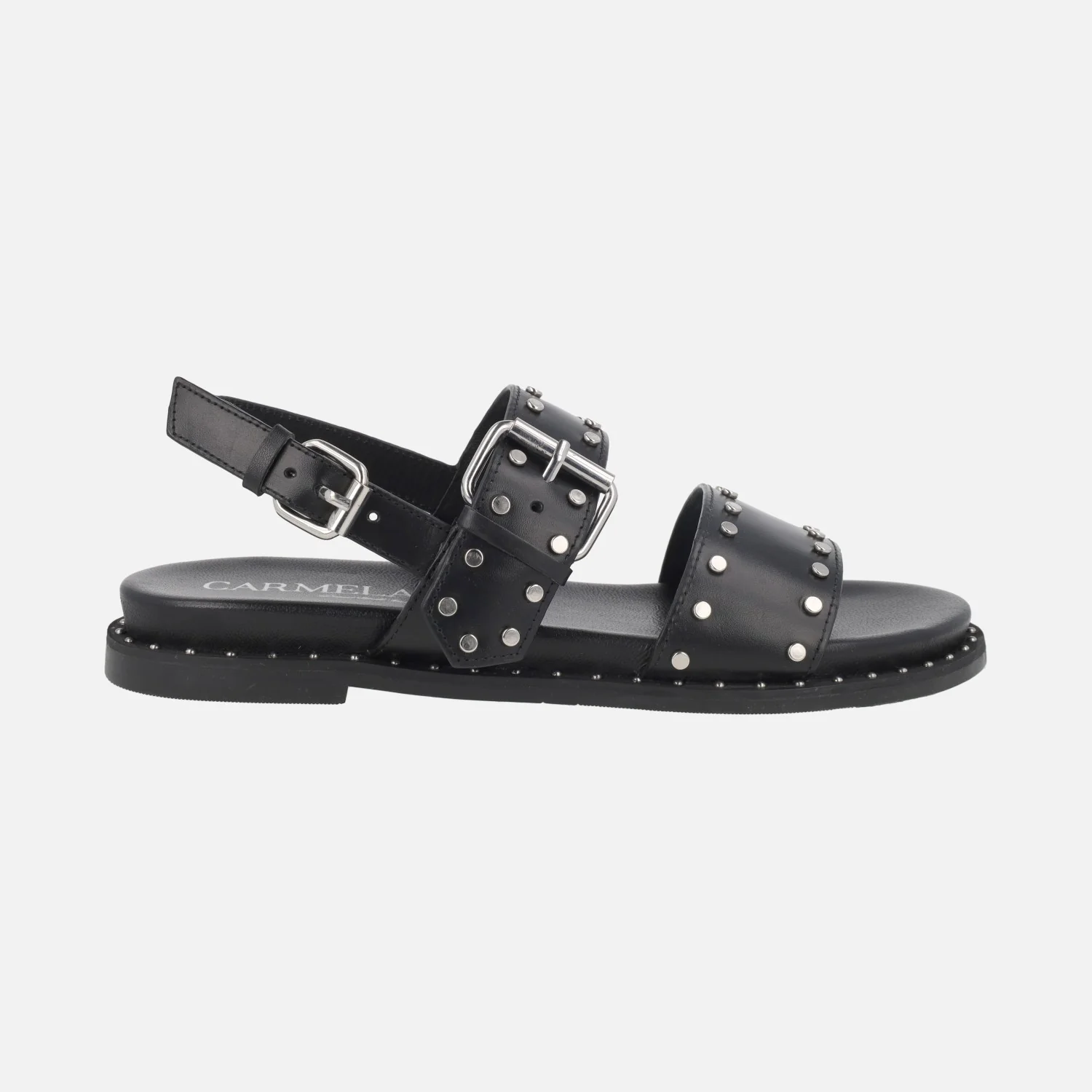 Sandalias planas de piel con tachas y hebillas - Image 13