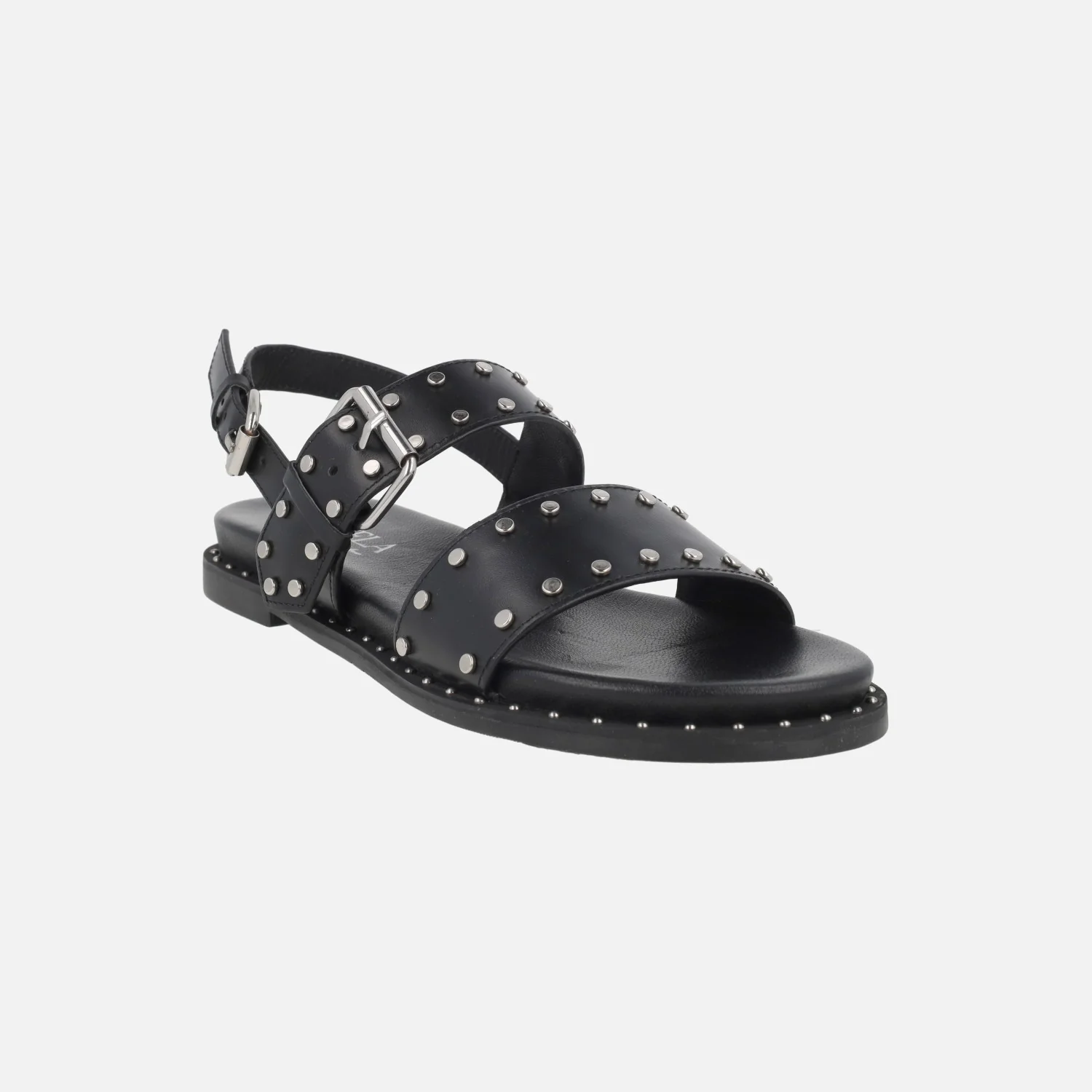 Sandalias planas de piel con tachas y hebillas - Image 14
