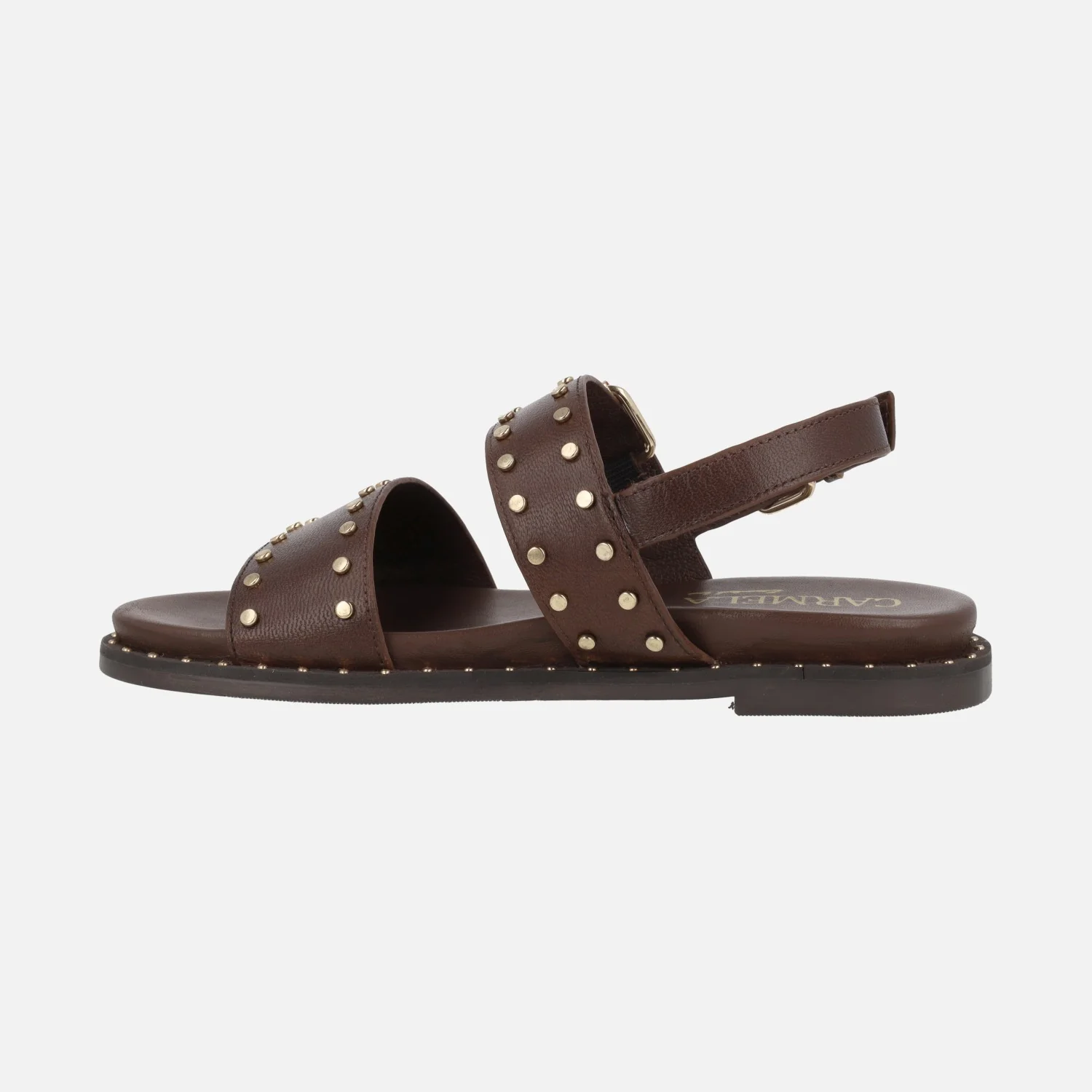 Sandalias planas de piel con tachas y hebillas - Image 3