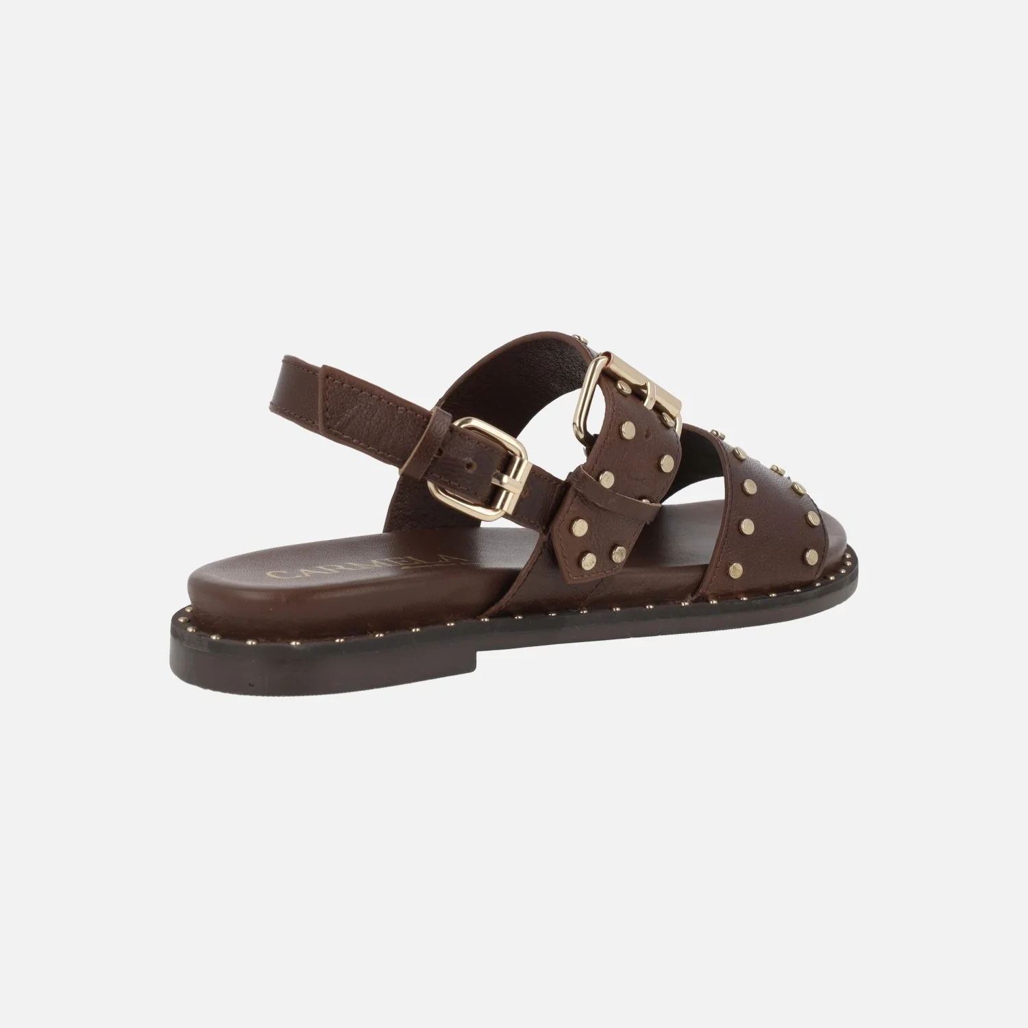 Sandalias planas de piel con tachas y hebillas - Image 4