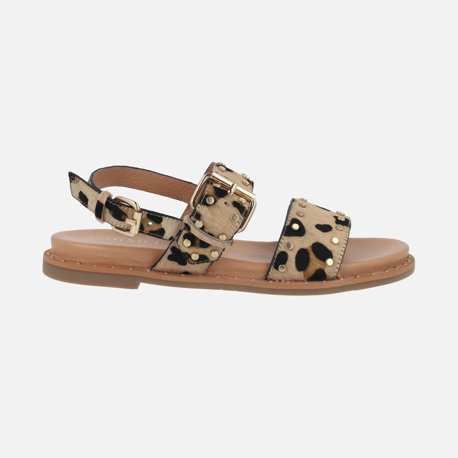 Sandalias planas de piel con tachas y hebillas - Image 7