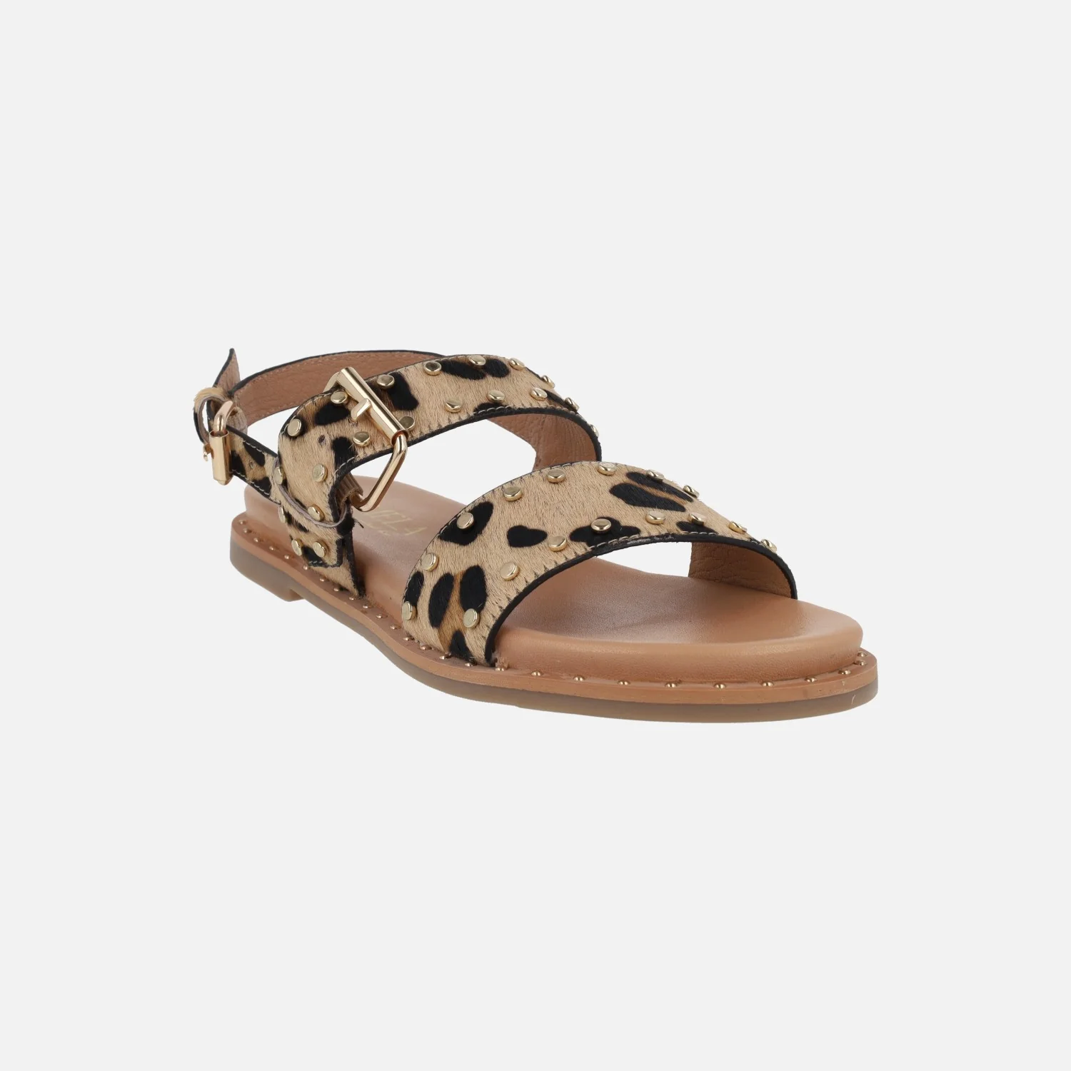 Sandalias planas de piel con tachas y hebillas - Image 8