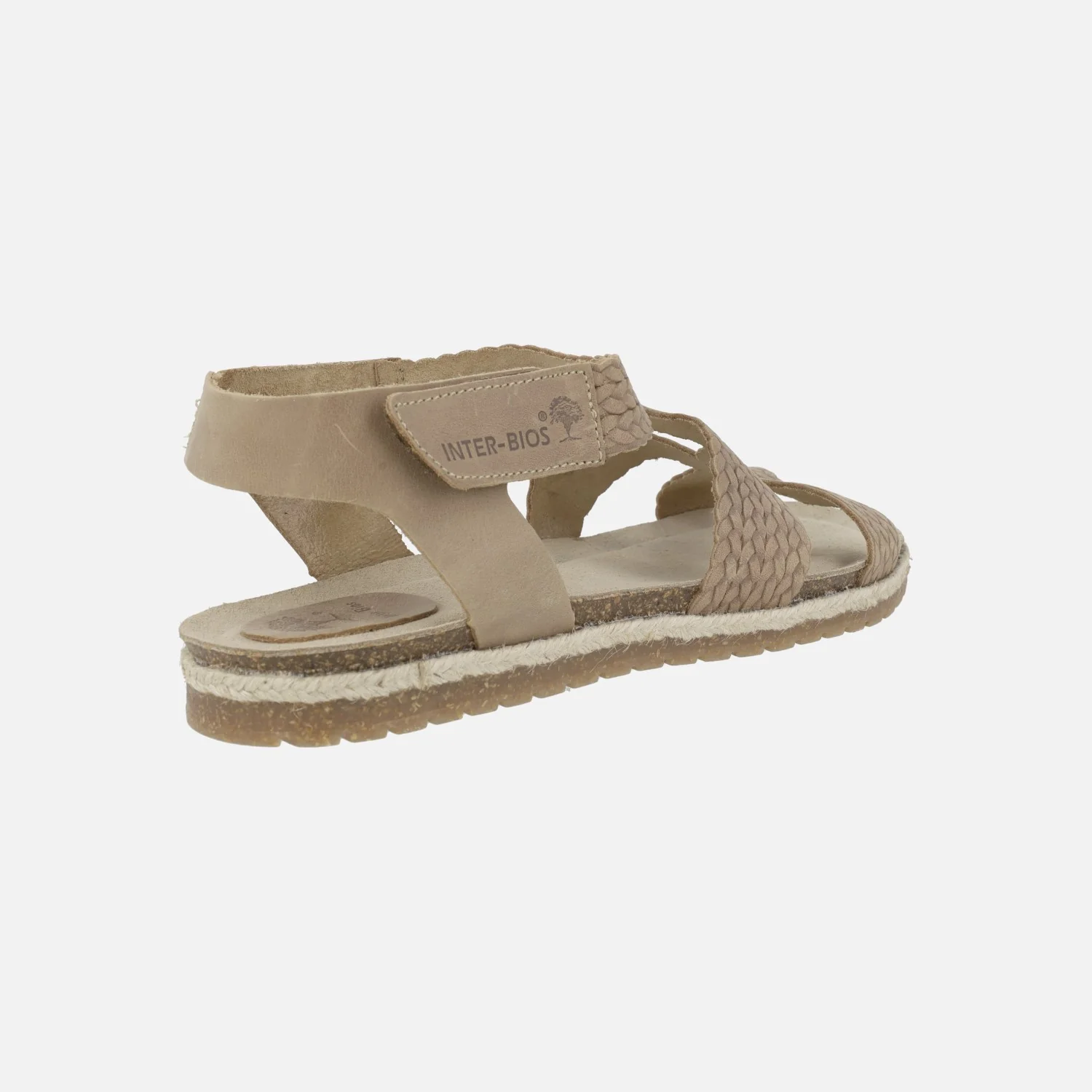 Sandalias planas de piel efecto trenzado con cierre de velcro - Image 4