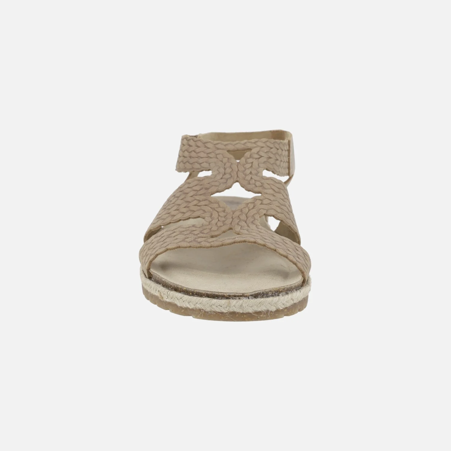 Sandalias planas de piel efecto trenzado con cierre de velcro - Image 5