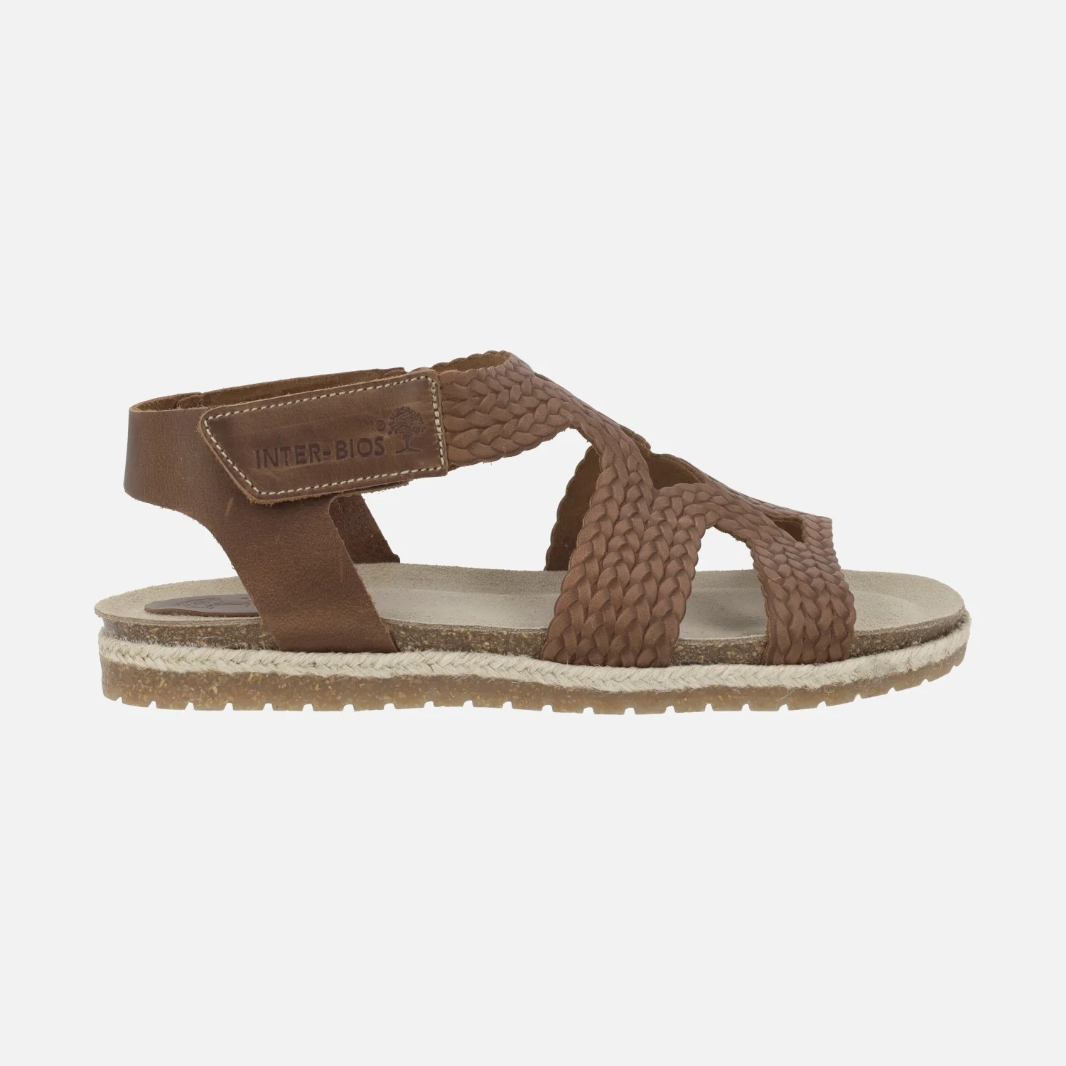 Sandalias planas de piel efecto trenzado con cierre de velcro - Image 7