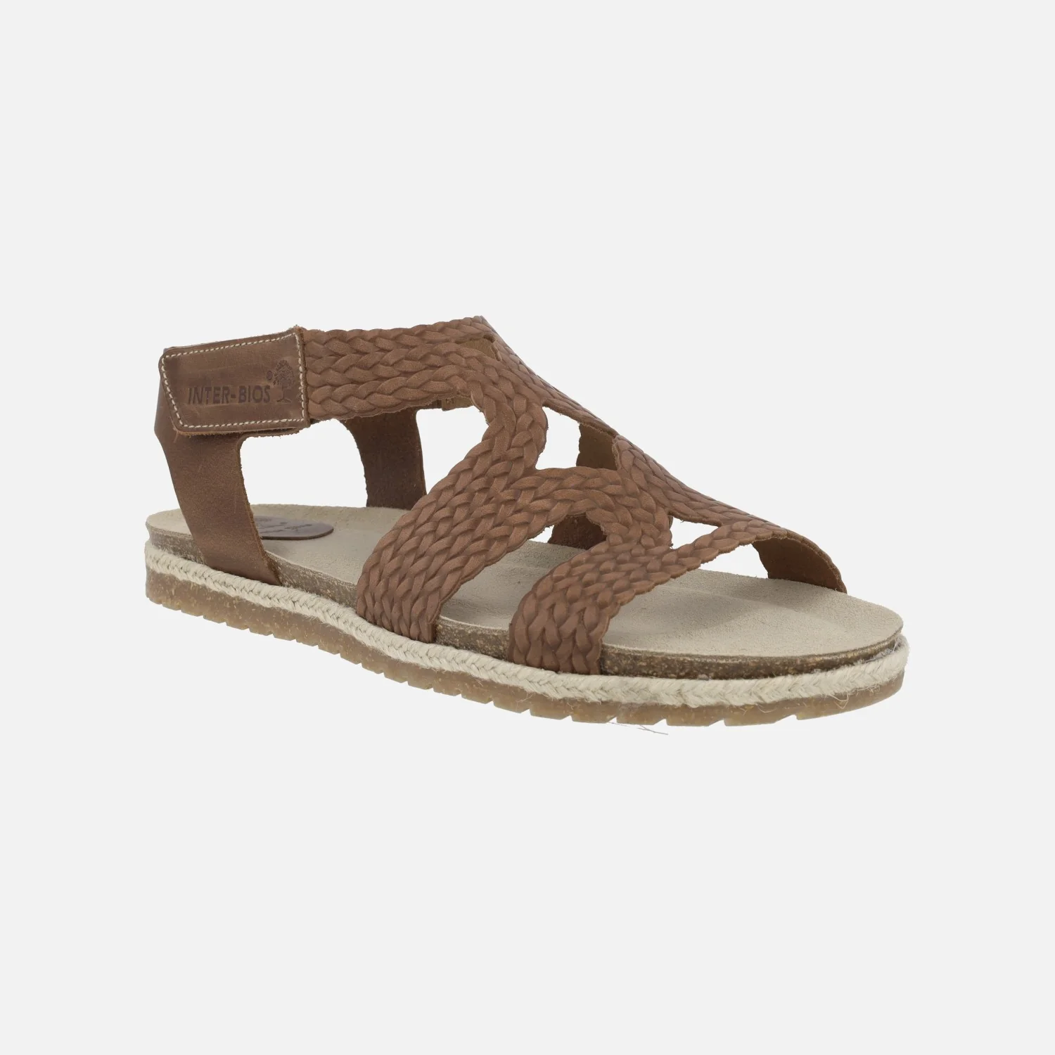 Sandalias planas de piel efecto trenzado con cierre de velcro - Image 8